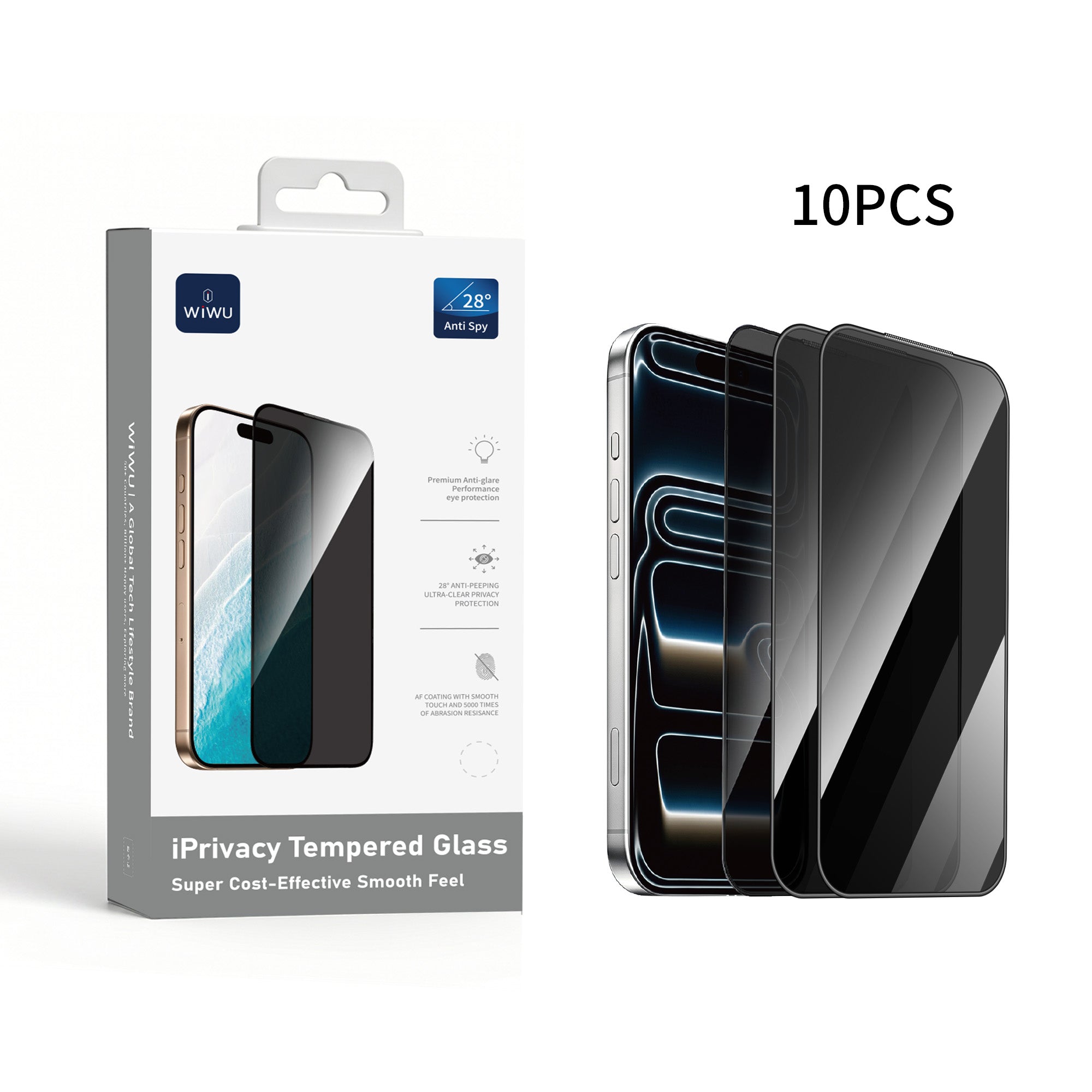 WiWU 2.5D Privacy Tempered Glass 10-Pack GT-015