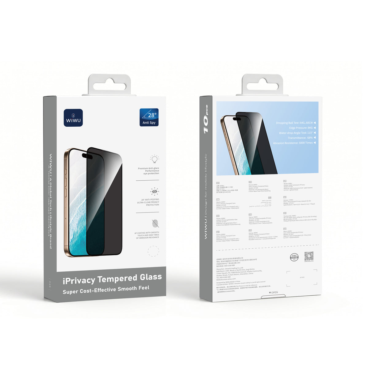 WiWU 2.5D Privacy Tempered Glass 10-Pack GT-015