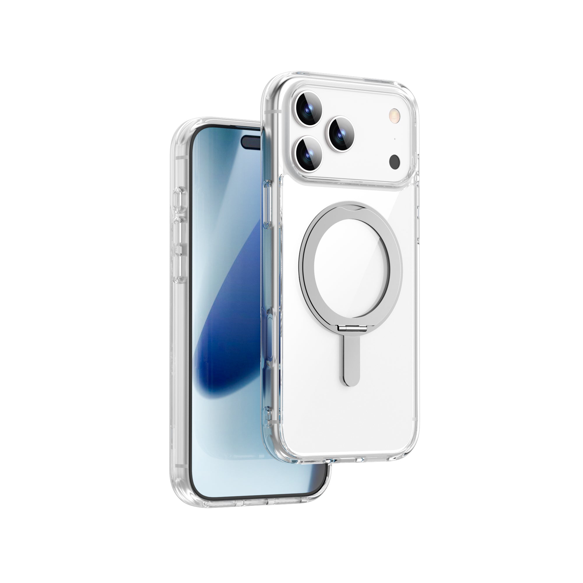 WiWU MCC-201 Magnetic Clear Case with 360 Rotating Stand Anti-Shock PC TPU Shell for IP17 Series