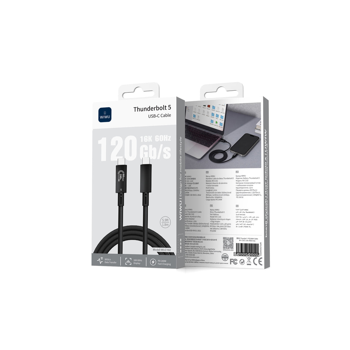 WiWU Wi-C102 Thunderbolt 5 C-C Data Cable