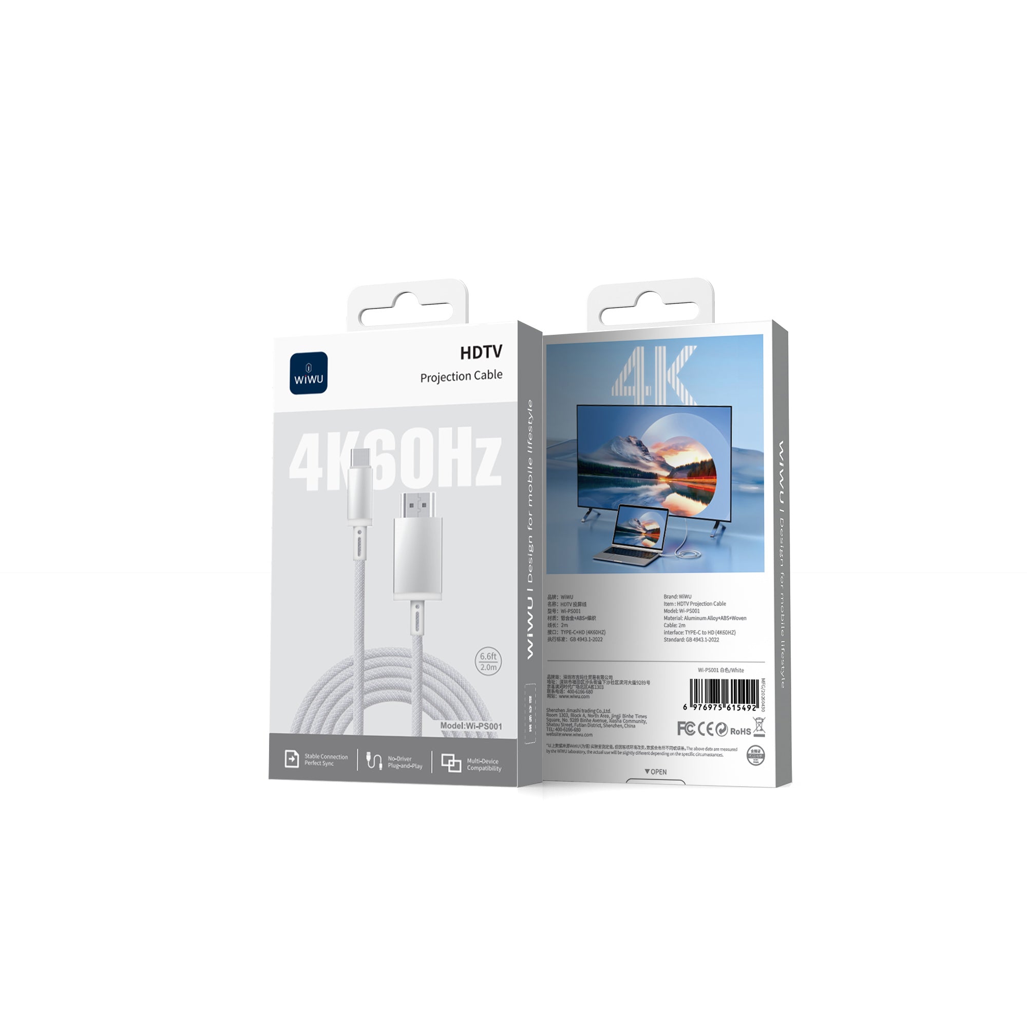 WiWU Wi-PS001 4K USB-C to HDMI Projection Cable