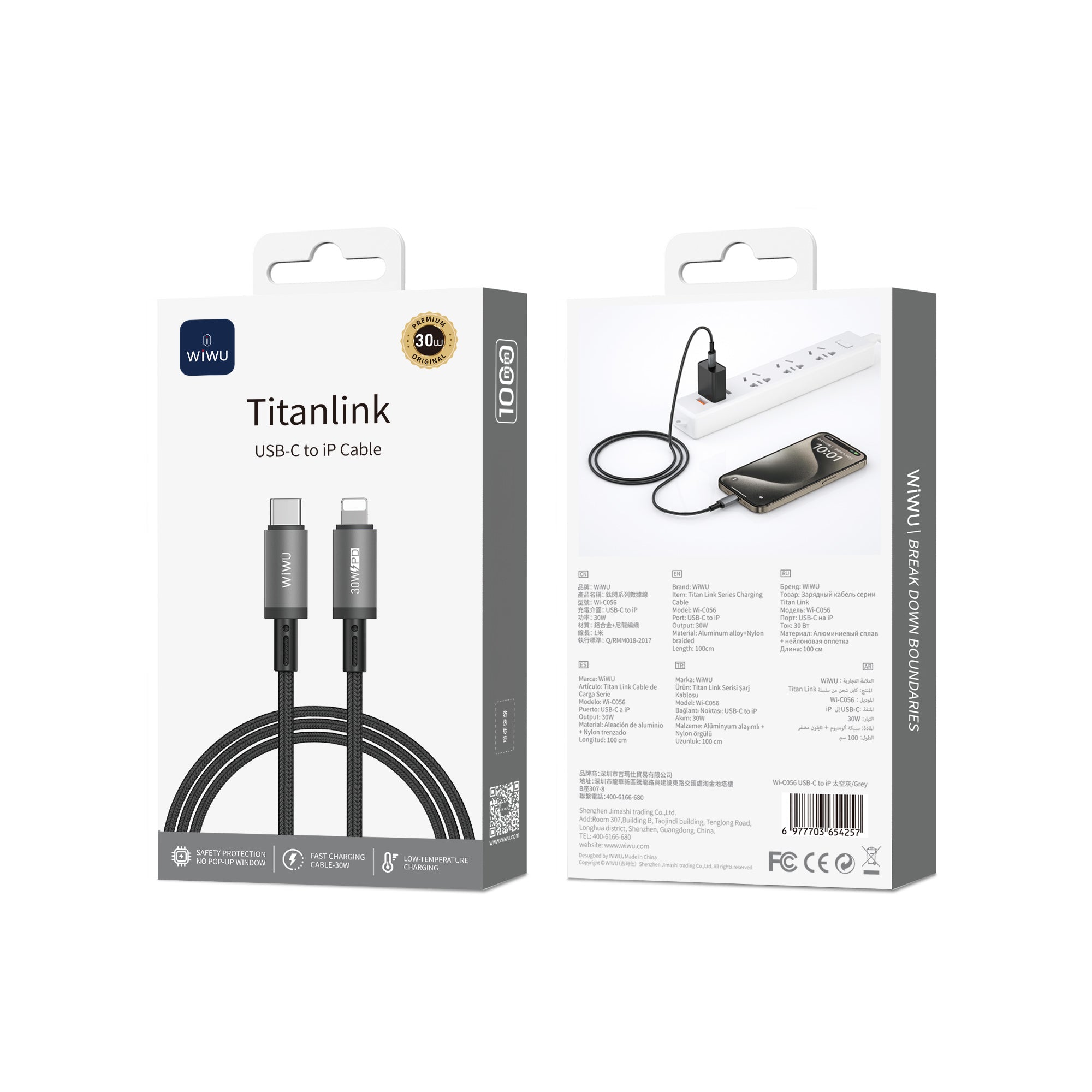 WiWU Wi-C056 30W TITAN LINK Series Fast Charging Cable with type c to iP