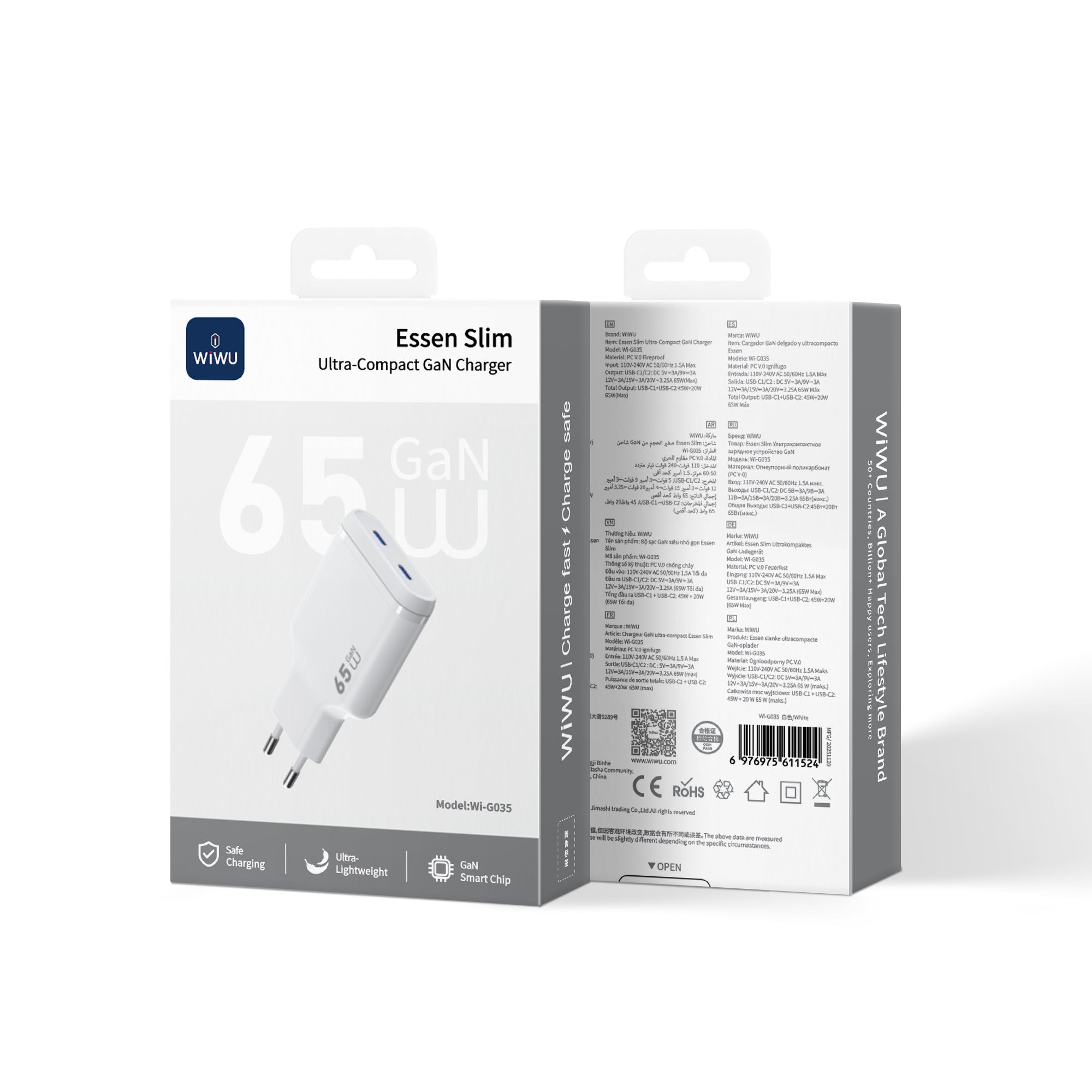 WiWU 65W Essen Slim Ultra-Compact GaN Charger Wi-G035