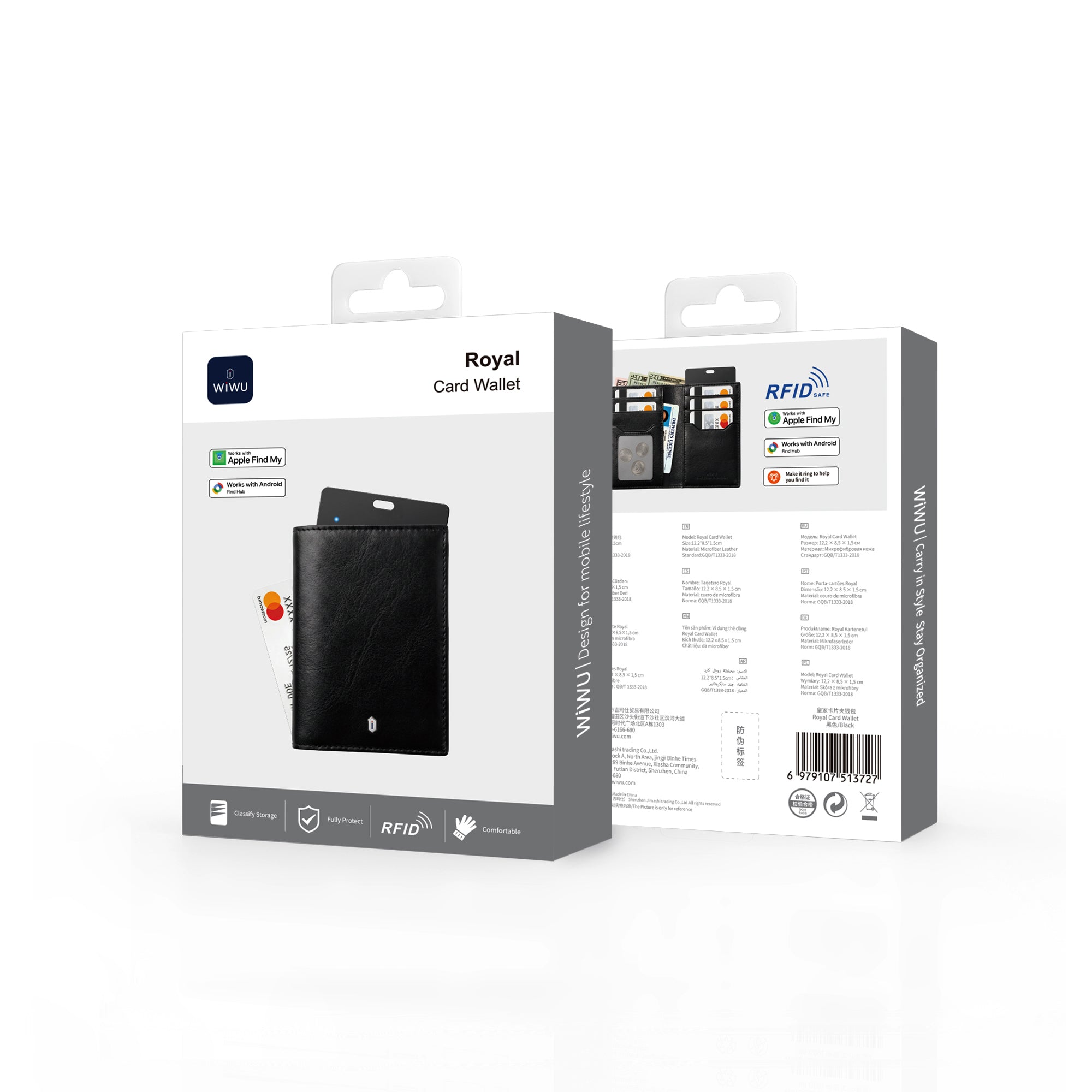 WiWU Royal Card Wallet FM RFID Leather Wallet with Find My Card Slot