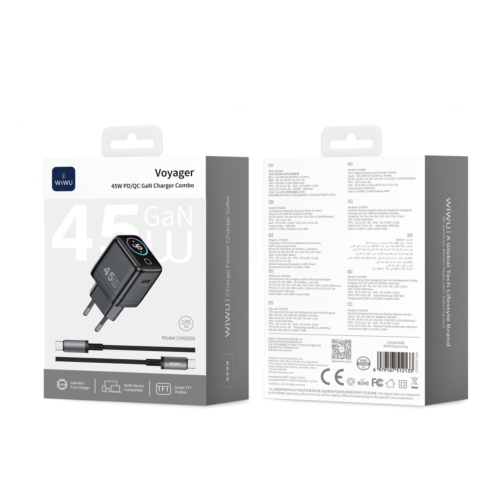 WiWU Voyager 45W PD/QC GaN Charger Combo CHG500