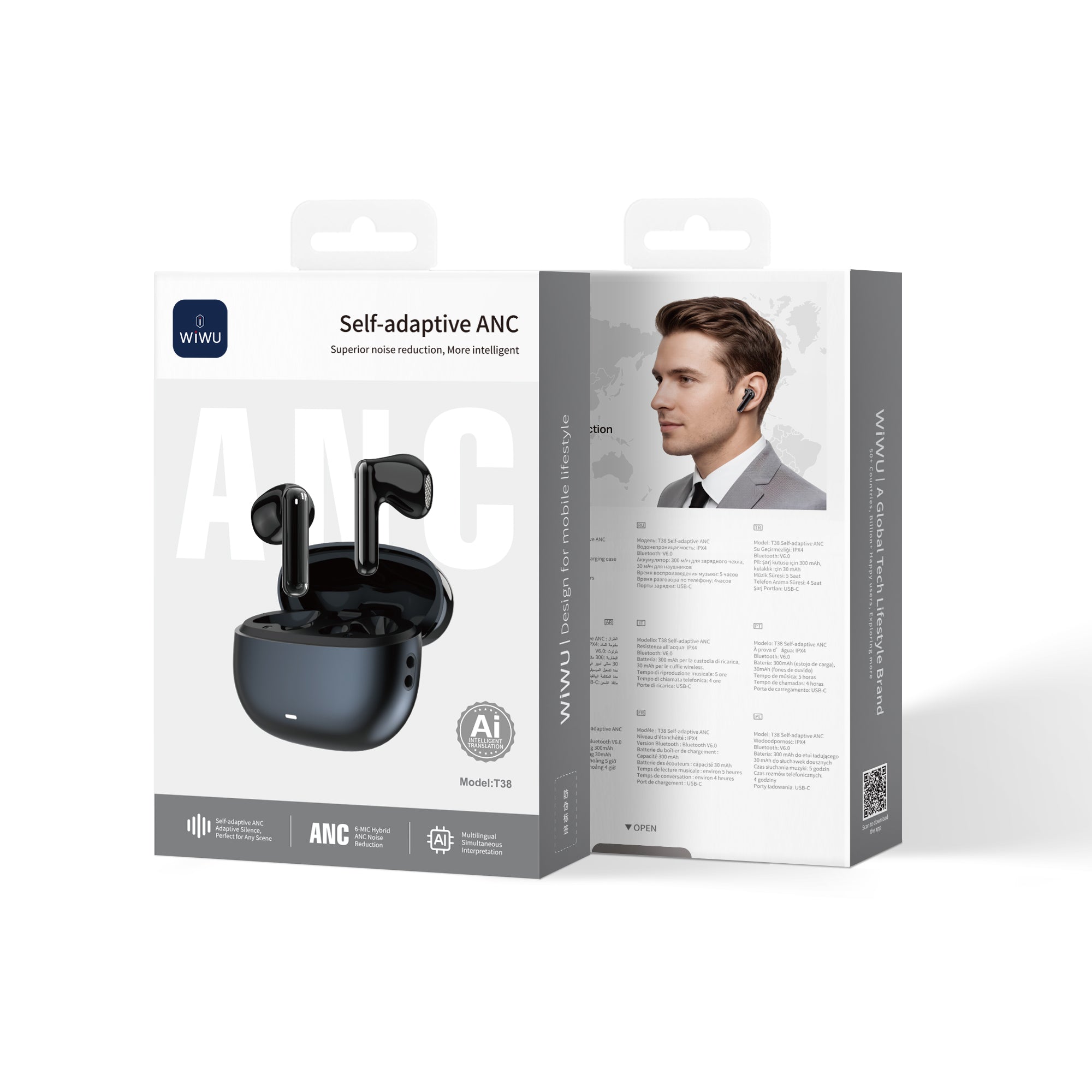 WiWU T38 Self-Adaptive ANC True Wireless Earbuds