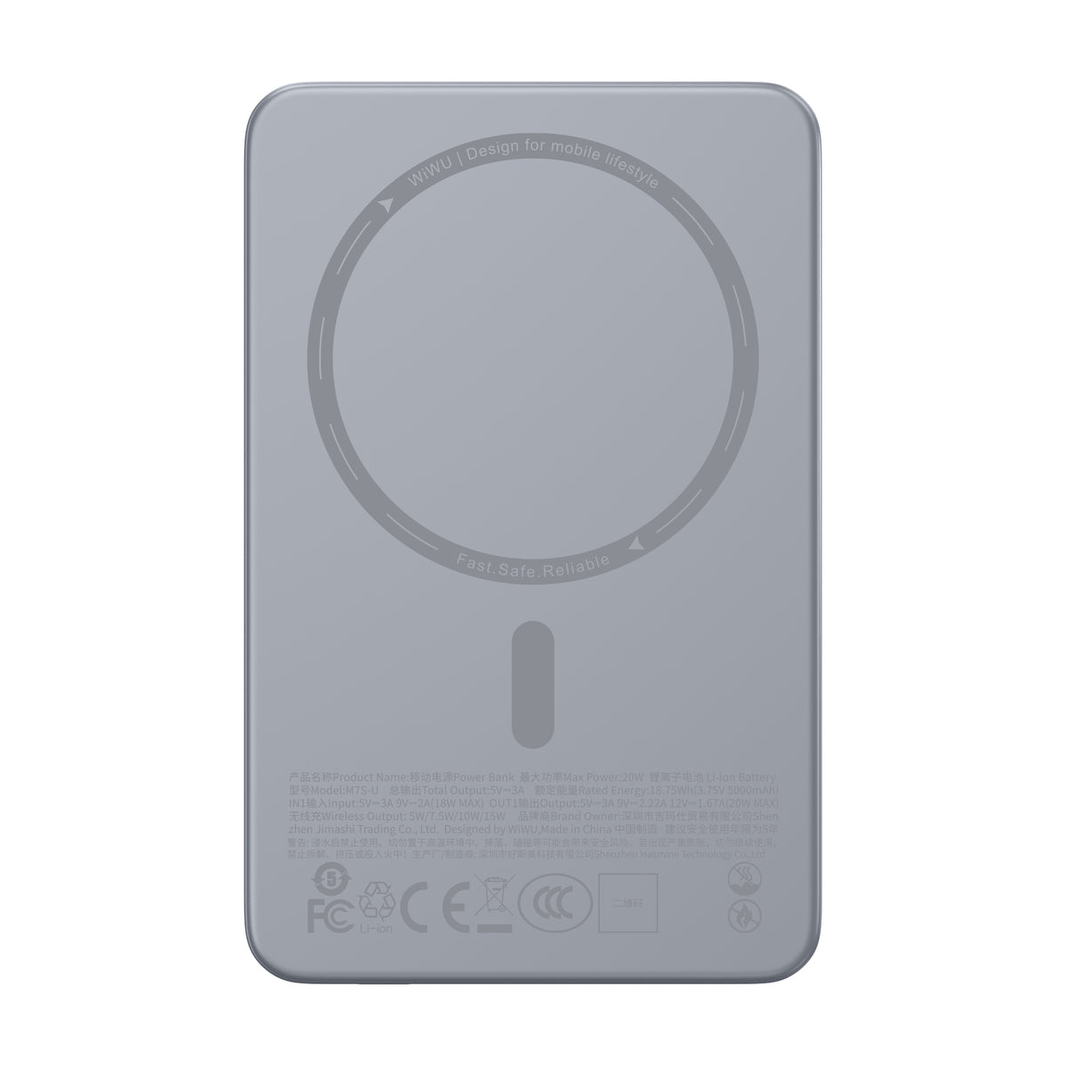 WiWU M7S-U 5000mAh 22.5W Magnetic Wireless Power Bank