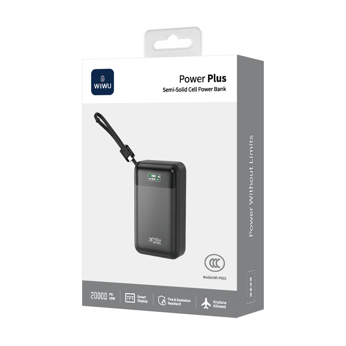 WiWU Wi-P002 20000mAh 45W Fast Charging Power Bank with LED Display