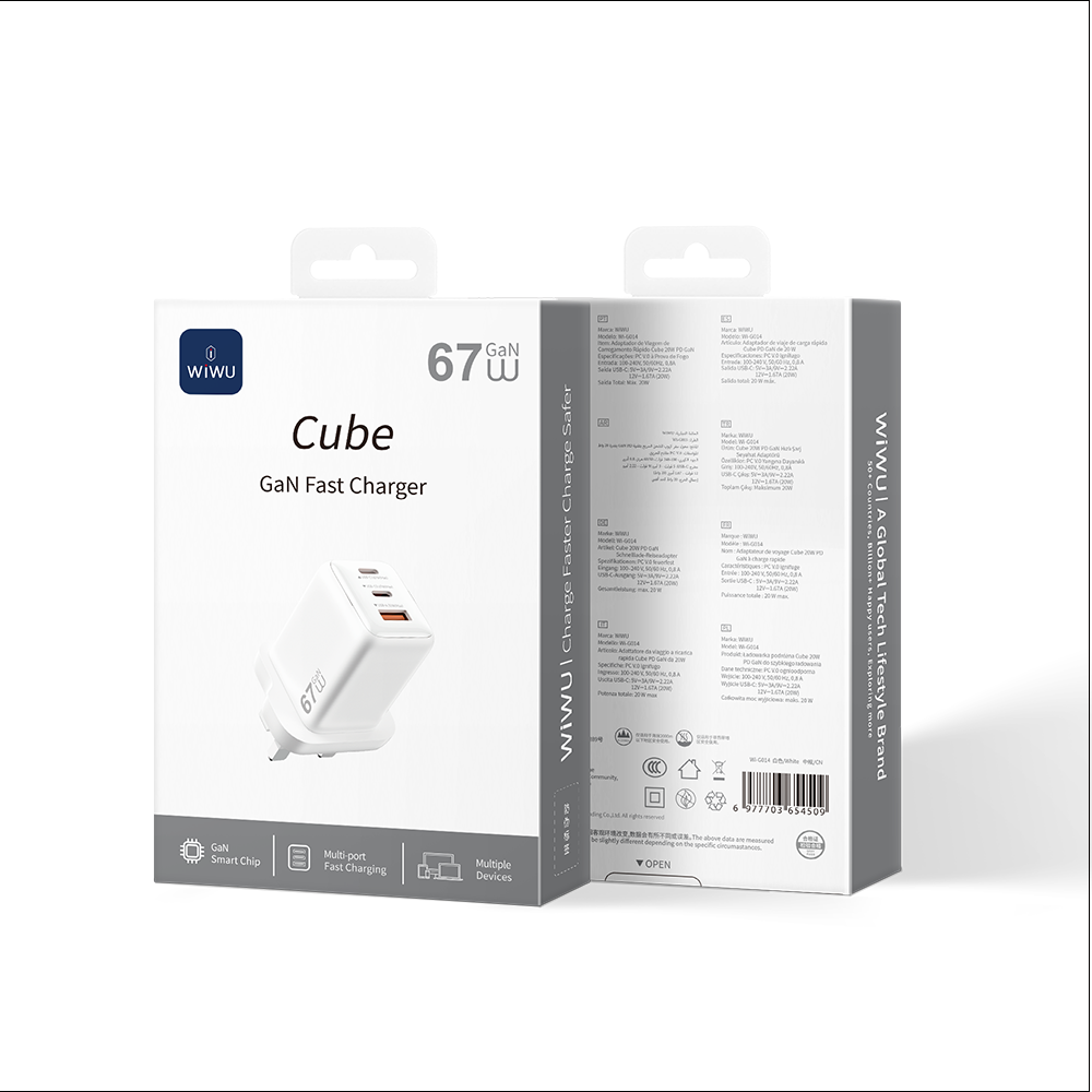 WiWU Cube 67W 2C+A GaN Fast Charger Wi-G026