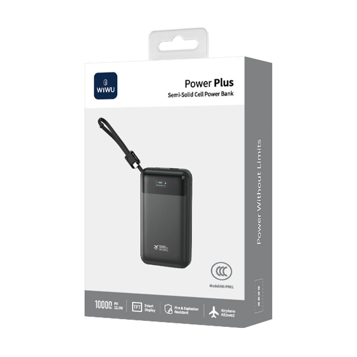 WiWU Wi-P001 10000mAh 22.5W Fast Charging Power Bank with LED Display