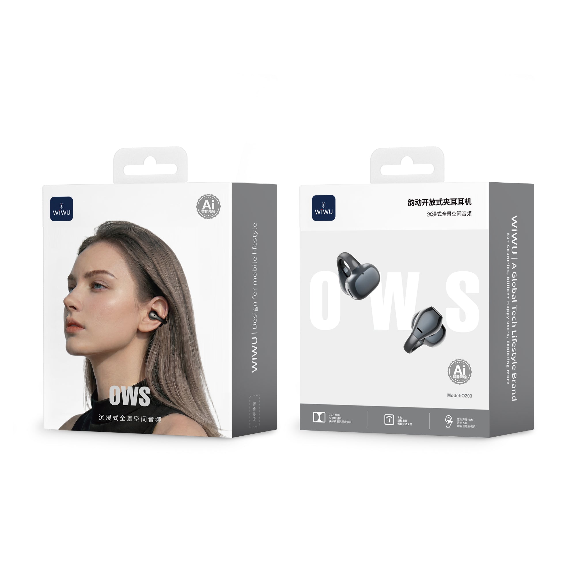 WiWU O203 Open-Ear AI Translation Earbuds with Spatial Audio