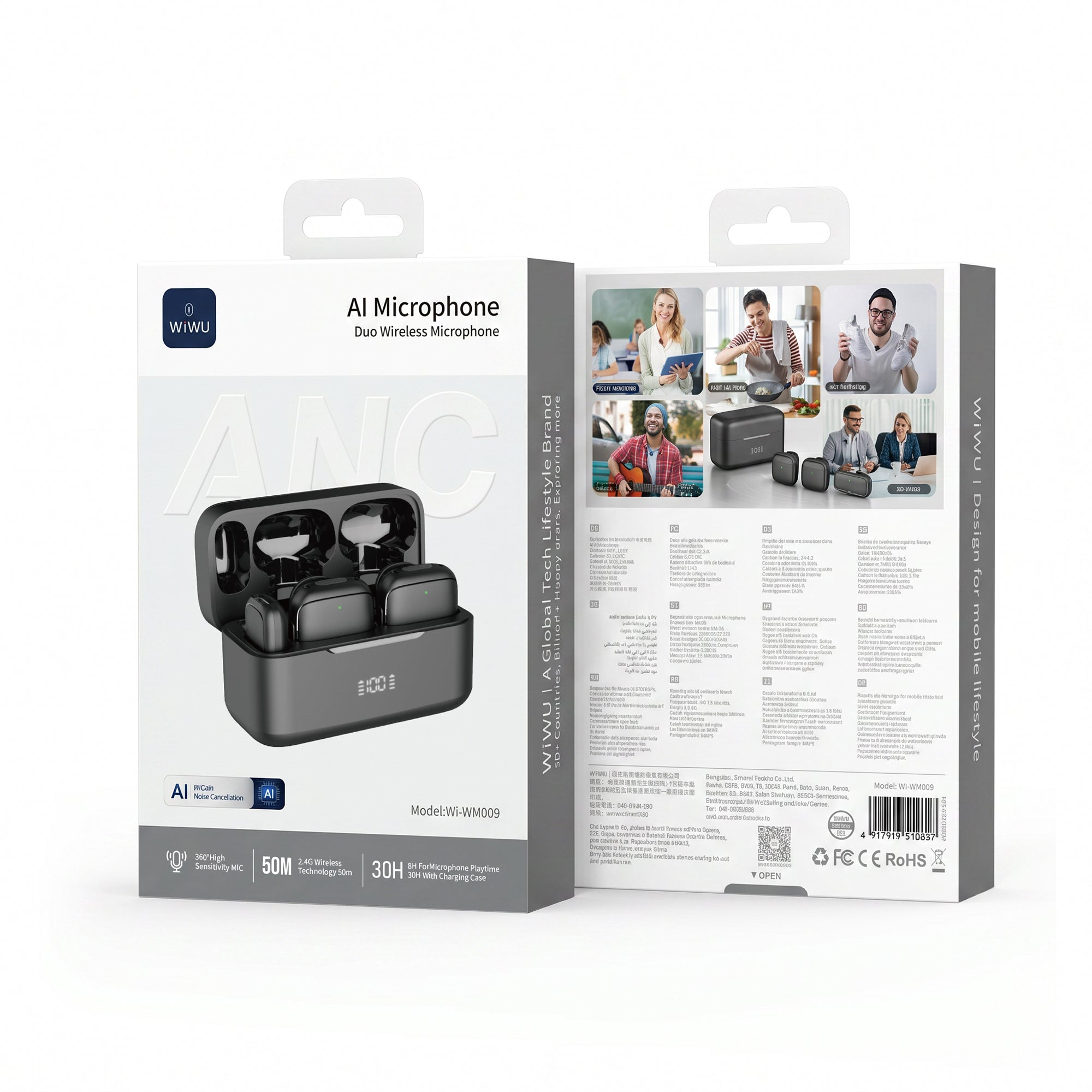 WiWU Wi-WM009 AI Noise-Canceling Wireless Lavalier Microphone