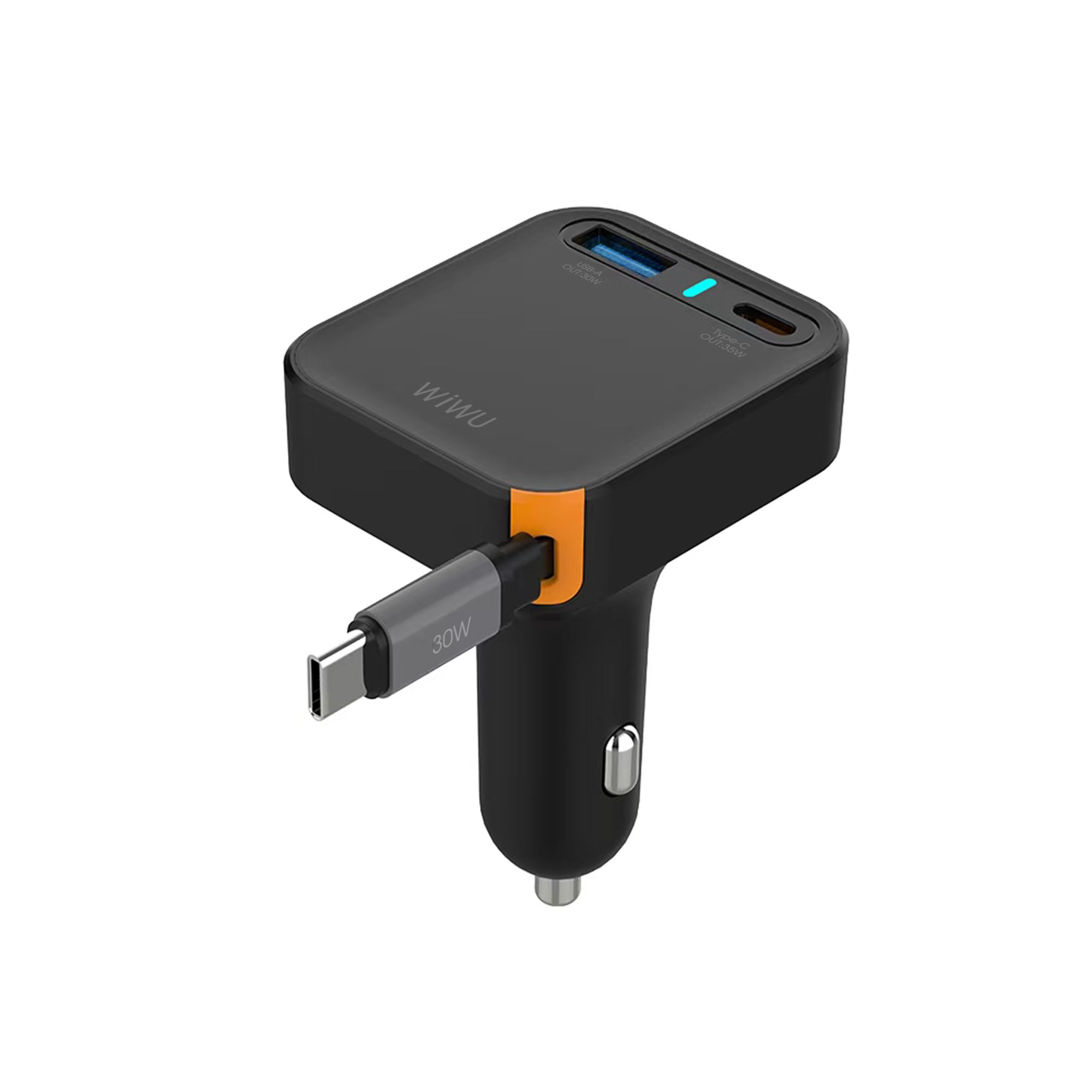 WiWU Wi‑CC033 Helix 65W Triple Port Car Charger USB‑C Cable Built‑in PD PPS Fast Charge Adapter