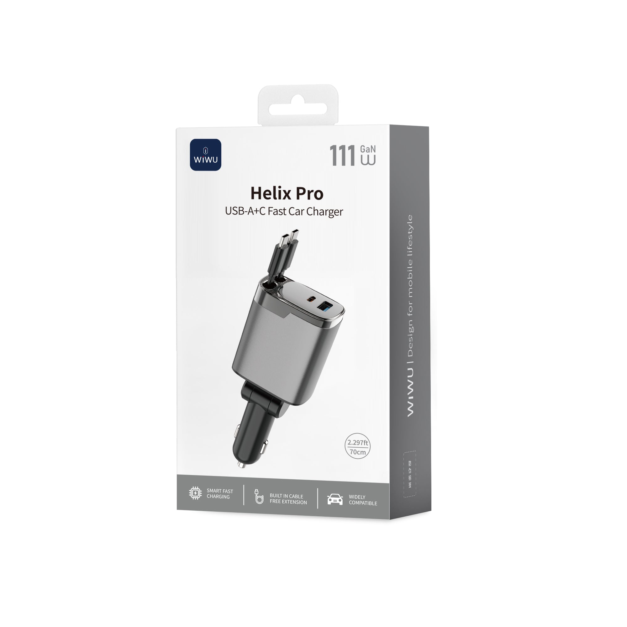 WiWU Helix Pro 111W GaN USB-A+C  Fast Car Charger Wi-CC034