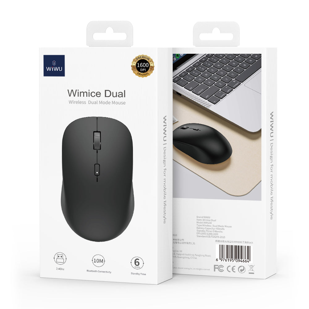 WiWU Wireless Mouse 2.4GHz Ergonomic Optical Portable Computer Mouse WM108