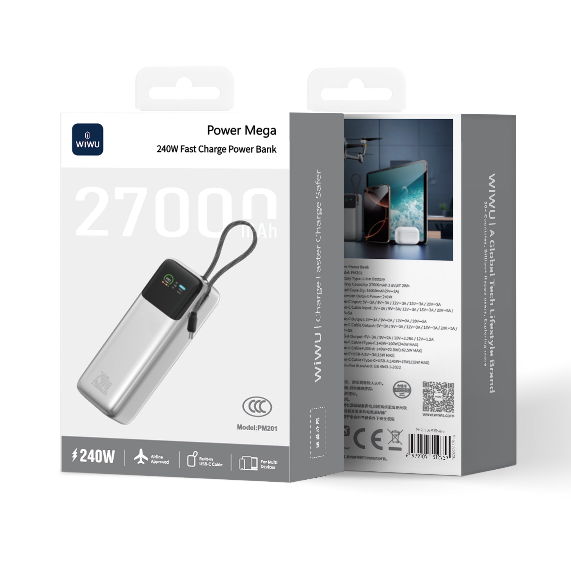 WiWU Power Mega 240W Fast Charge Power Bank PM201