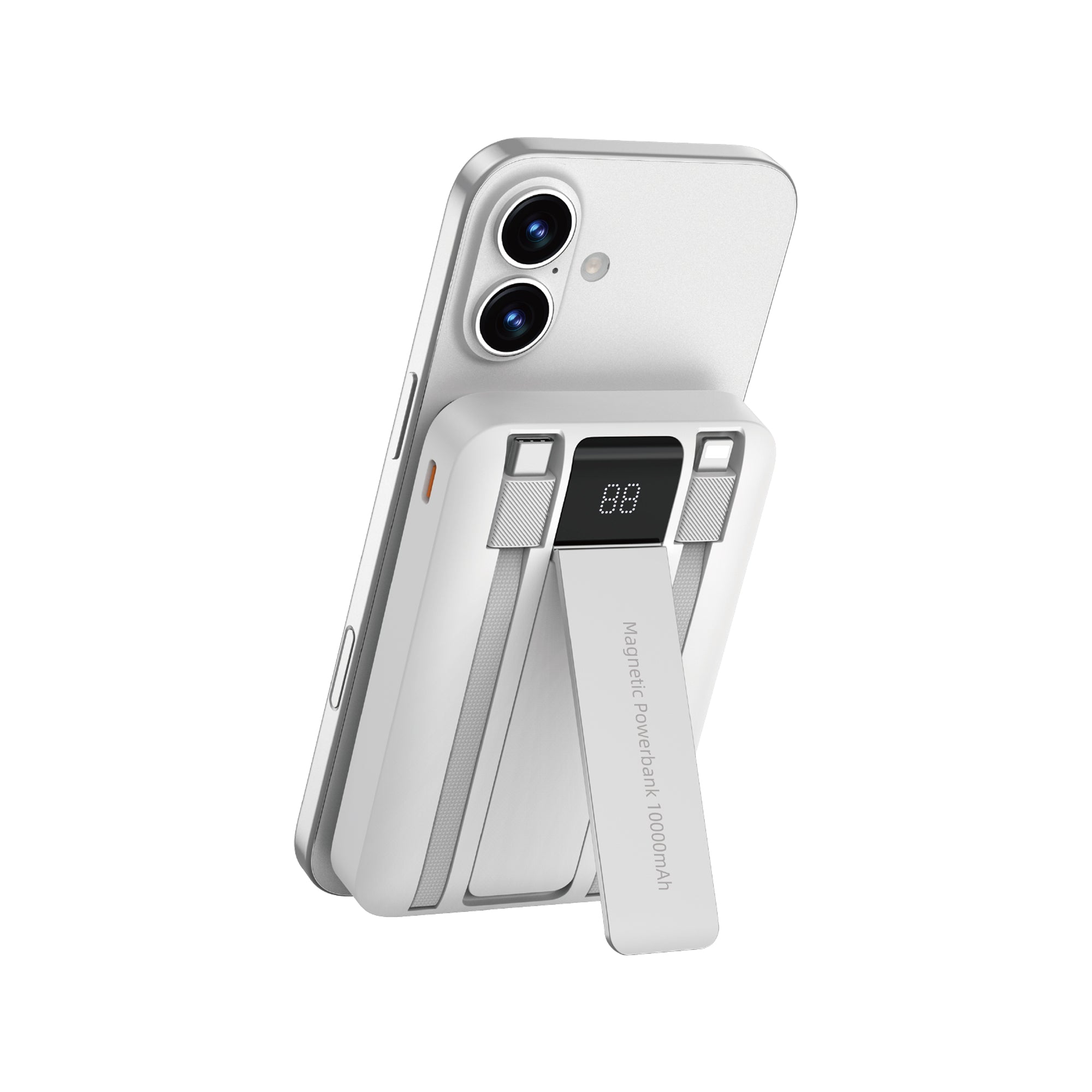 WiWU Wi-P061 10000mAh Power Bank Built in C L Cables PD 20W 225W Fast Charging 15W Wireless Phone Stand LED Display for iPhone Android Watch Earbuds