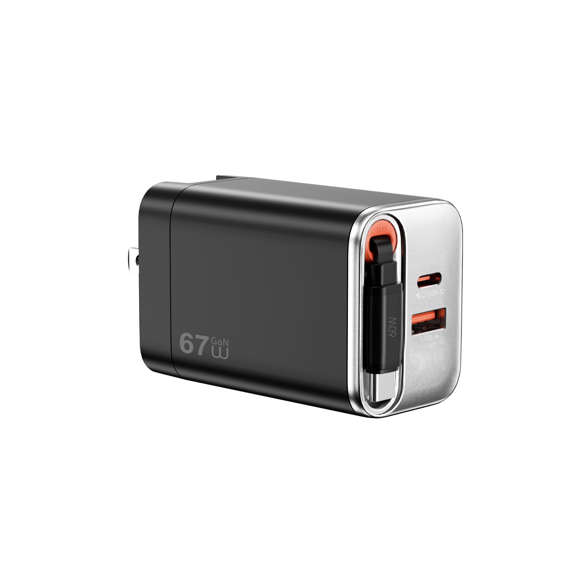 WiWU Helix Pro 67W GaN Technology PD/QC 2USB C+1 USB A Port Fast Charger (with EU and UK plug adapters) Wi-G027 CN