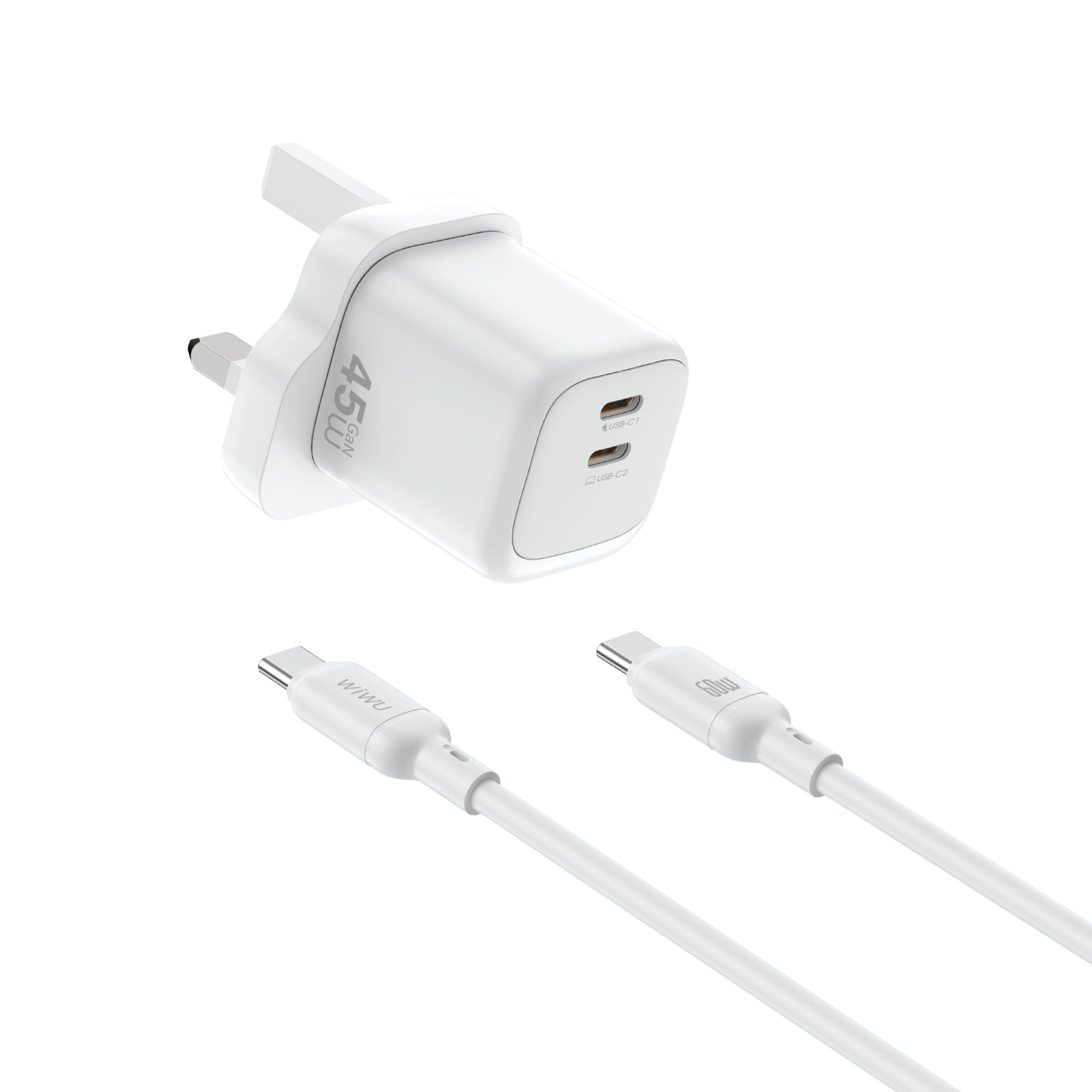 WiWU Cube 45W 2C PD Fast Charge Travel Adapter Combo Wi-G025
