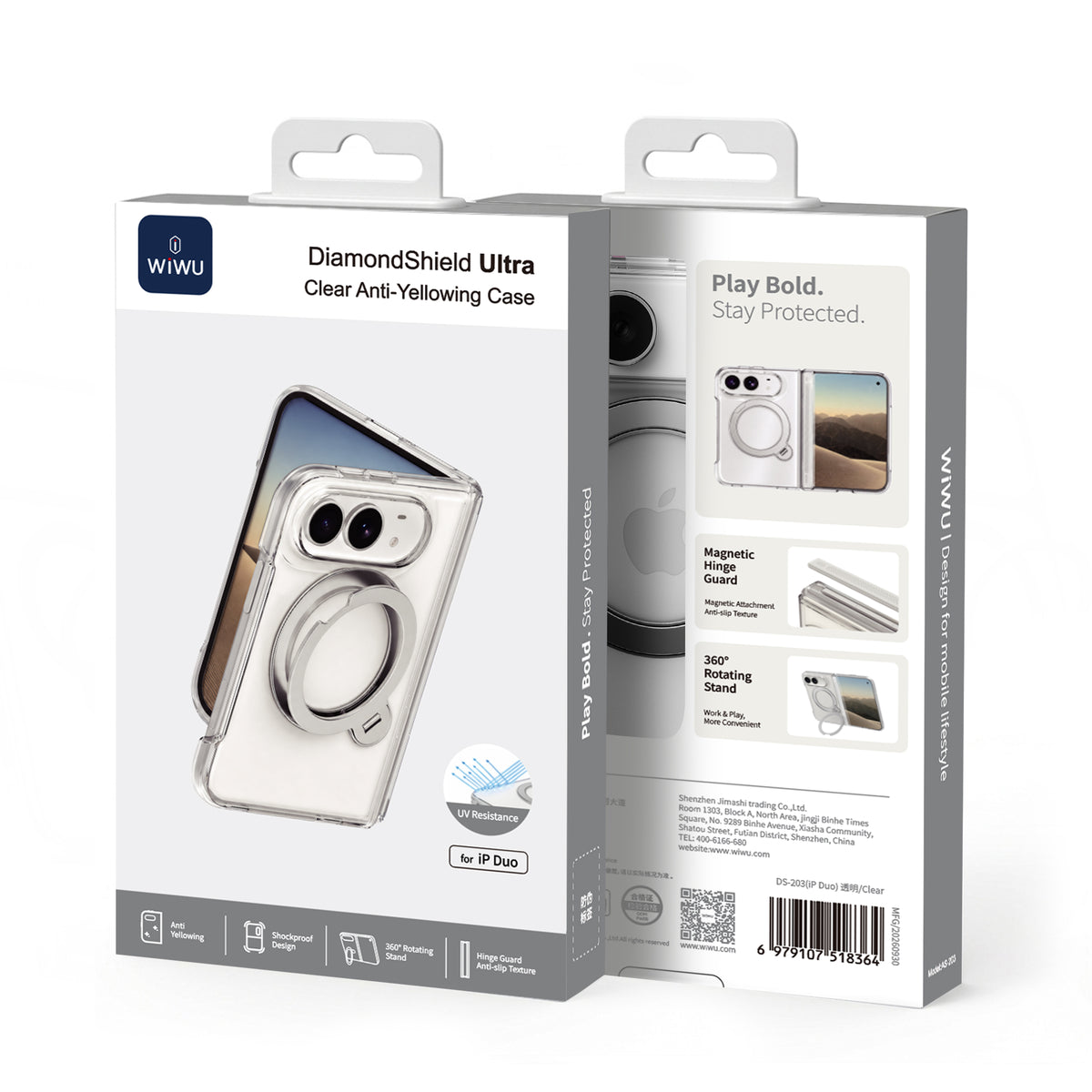 WiWU DS-203 DiamondShield Ultra Anti-Yellowing Magnetic Case with Adjustable Stand for iP Duo