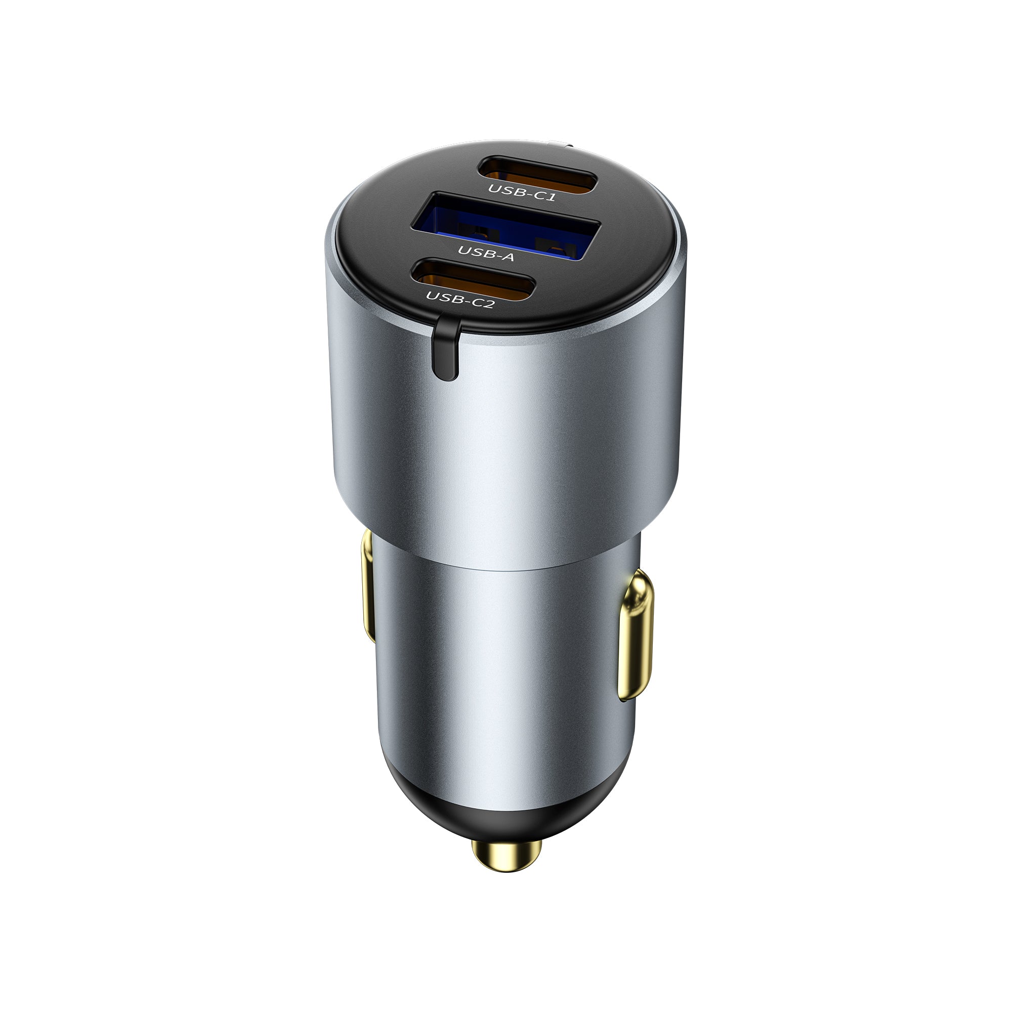 WiWU Wi‑CC032 Nano Pro 60W Dual USB‑C plus USB‑A Car Charger PD Fast Charging Aluminum Alloy