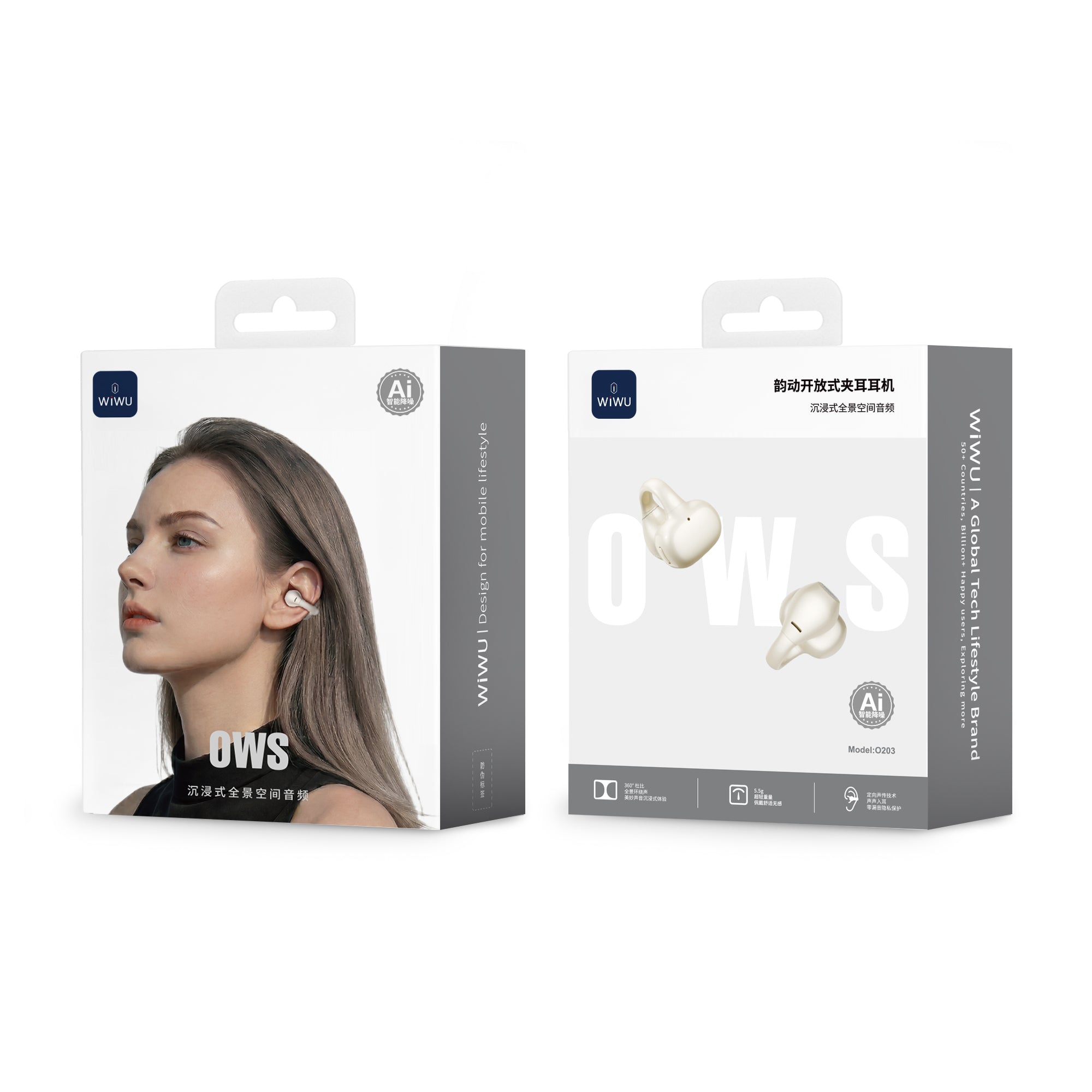 WiWU O203 Open-Ear AI Translation Earbuds with Spatial Audio