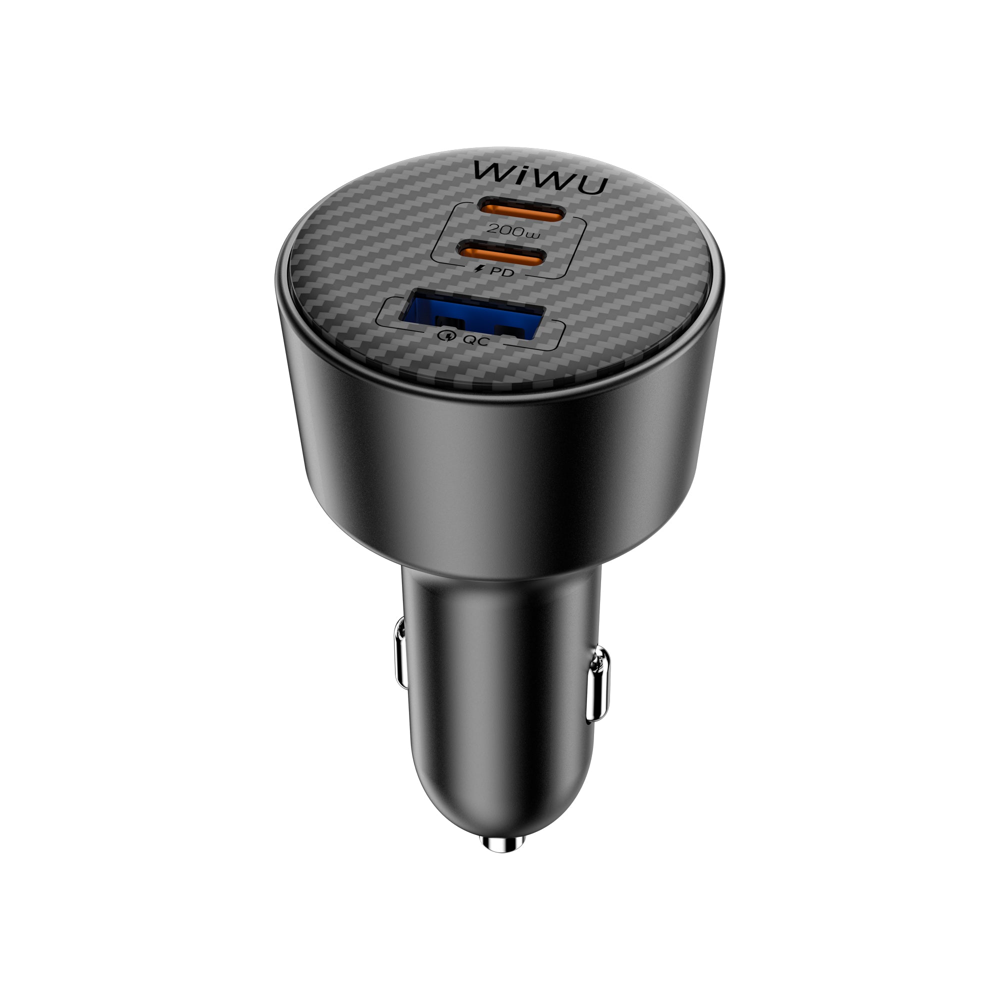 WiWU Wi-CC026 200W Triple‑Port Car Charger USB‑C PD PPS Metal Body Smart Safety Power Adapter