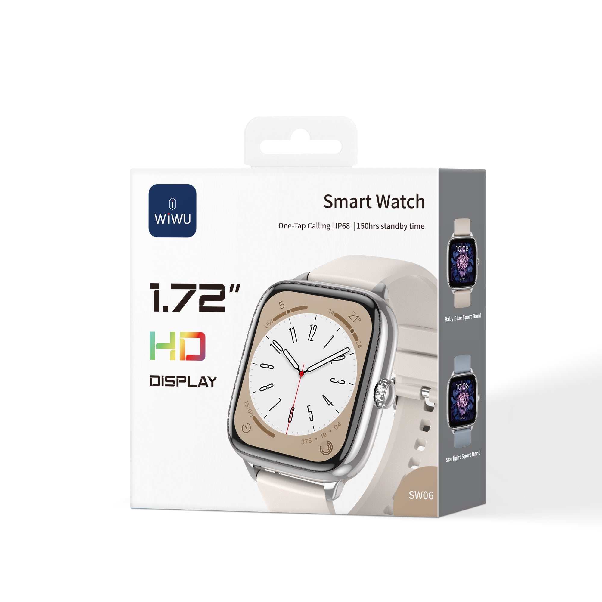WiWU Smart Watch SW06 1.72" HD Display with Bluetooth Calling & IP68 Waterproof