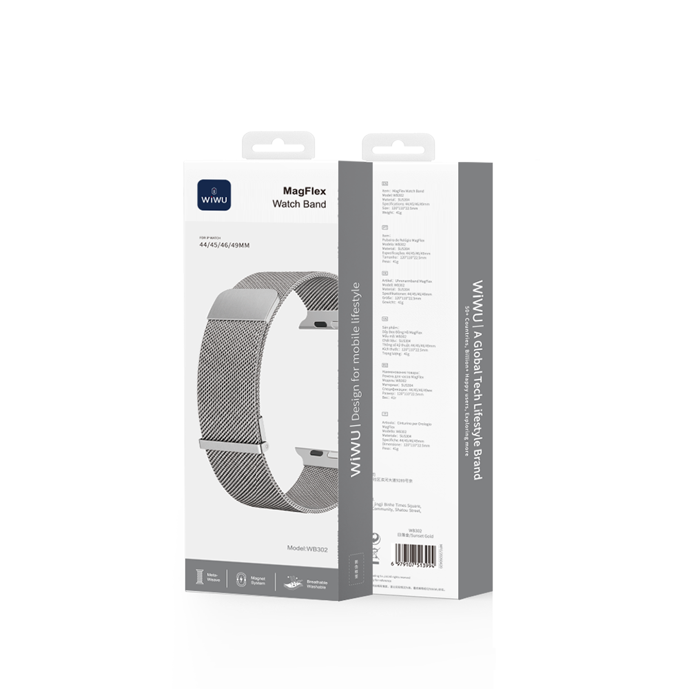 WiWU WB302 MagFlex Secure Magnetic Mesh Watch Band for Apple Watch