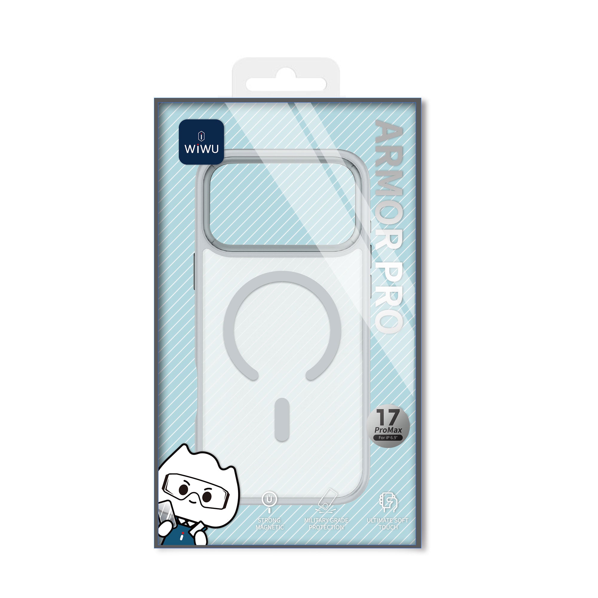 WiWU FGG-012 Armor Magnetic Case Soft Touch with Metal Buttons and Camera Ring for IP17 Series