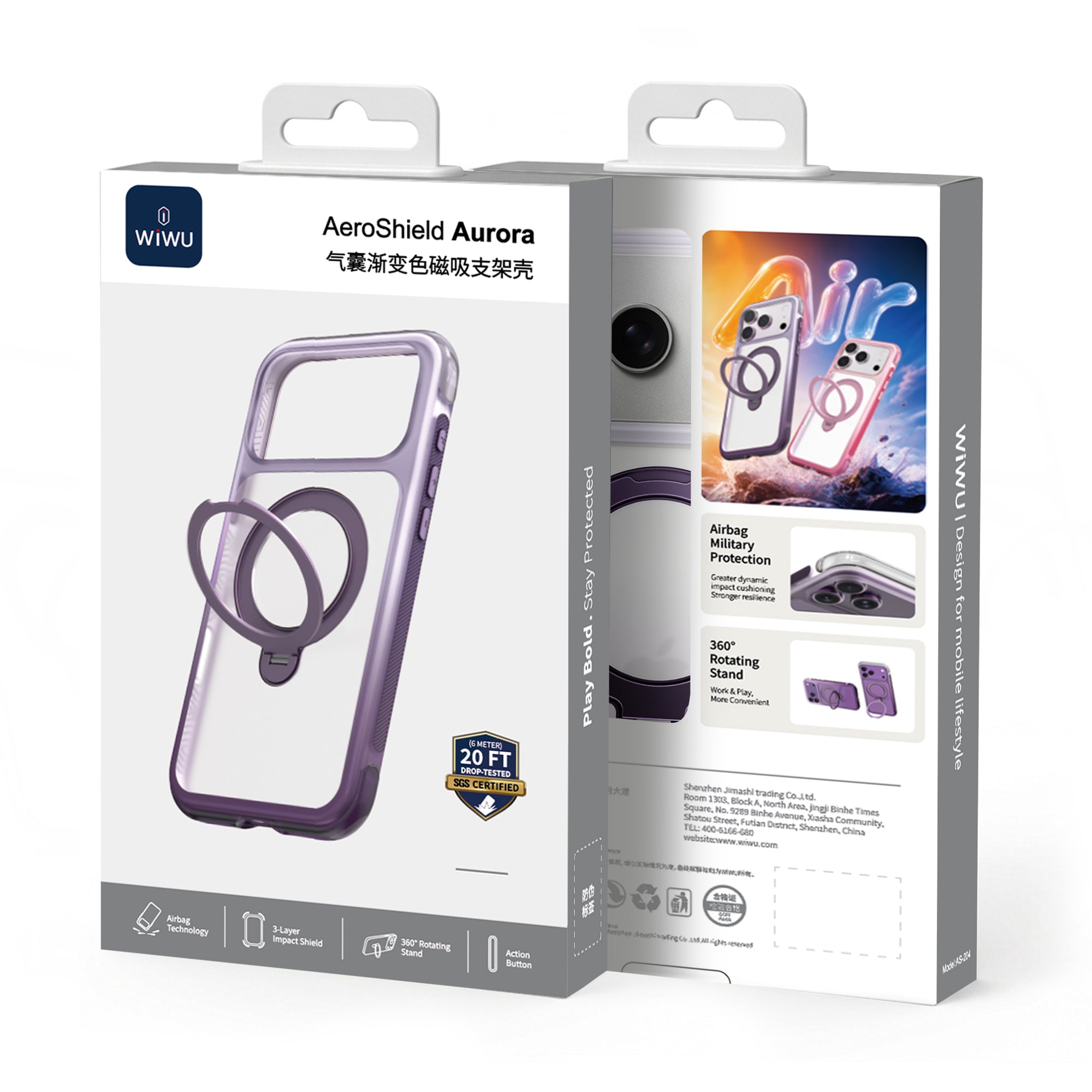 WiWU AeroShield Aurora Airbag Anti-Drop MagSafe Stand Case – AS-204