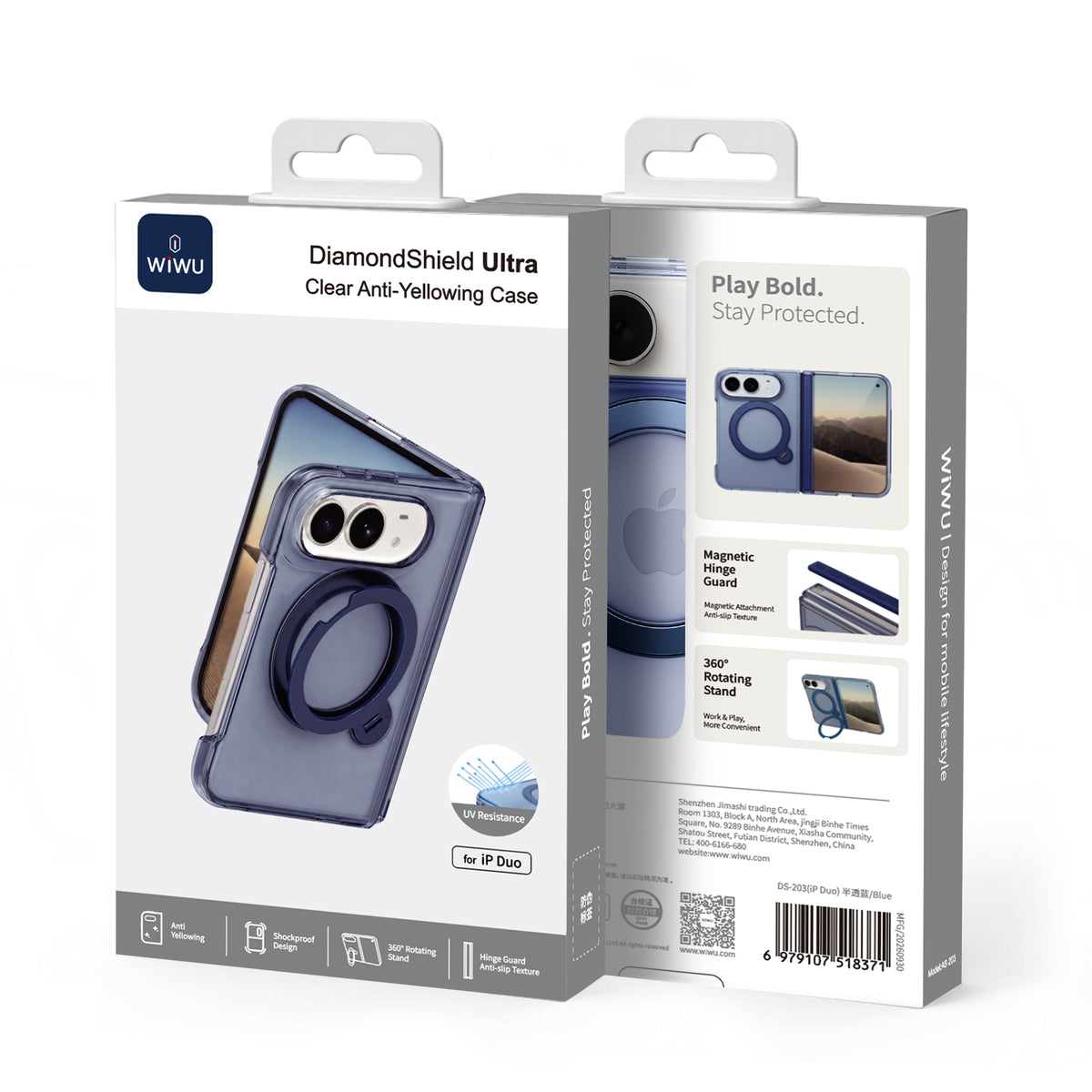 WiWU DS-203 DiamondShield Ultra Anti-Yellowing Magnetic Case with Adjustable Stand for iP Duo