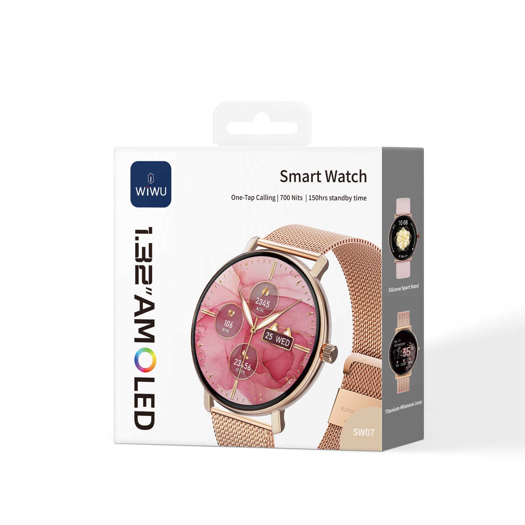 WiWU SW07 Smart Watch 1.32" AMOLED Display | Bluetooth Calling | Health & Fitness Tracker