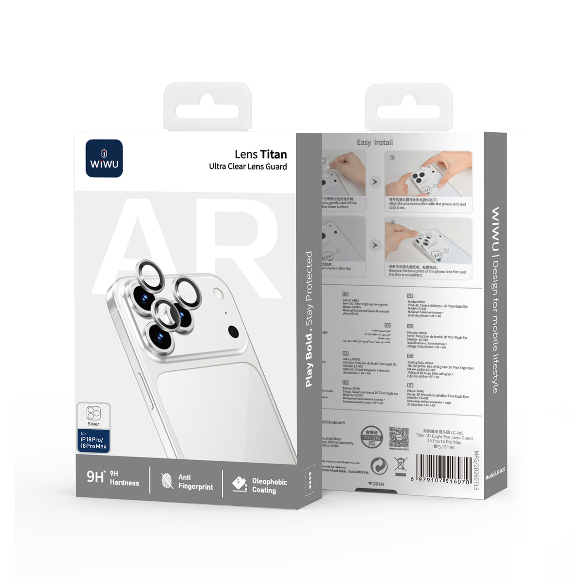 WiWU LG-005 Titan 3D Eagle Eye Lens Guard – 9H Tempered Glass Camera Protector