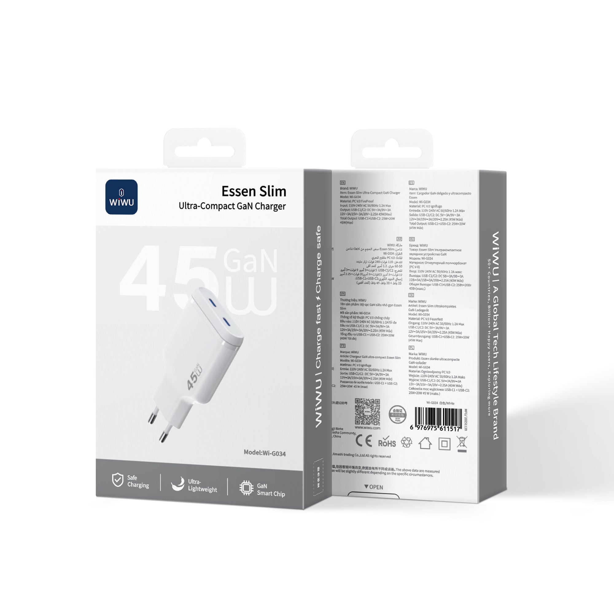 WiWU 45W Essen Slim Ultra-Compact GaN Charger Wi-G034