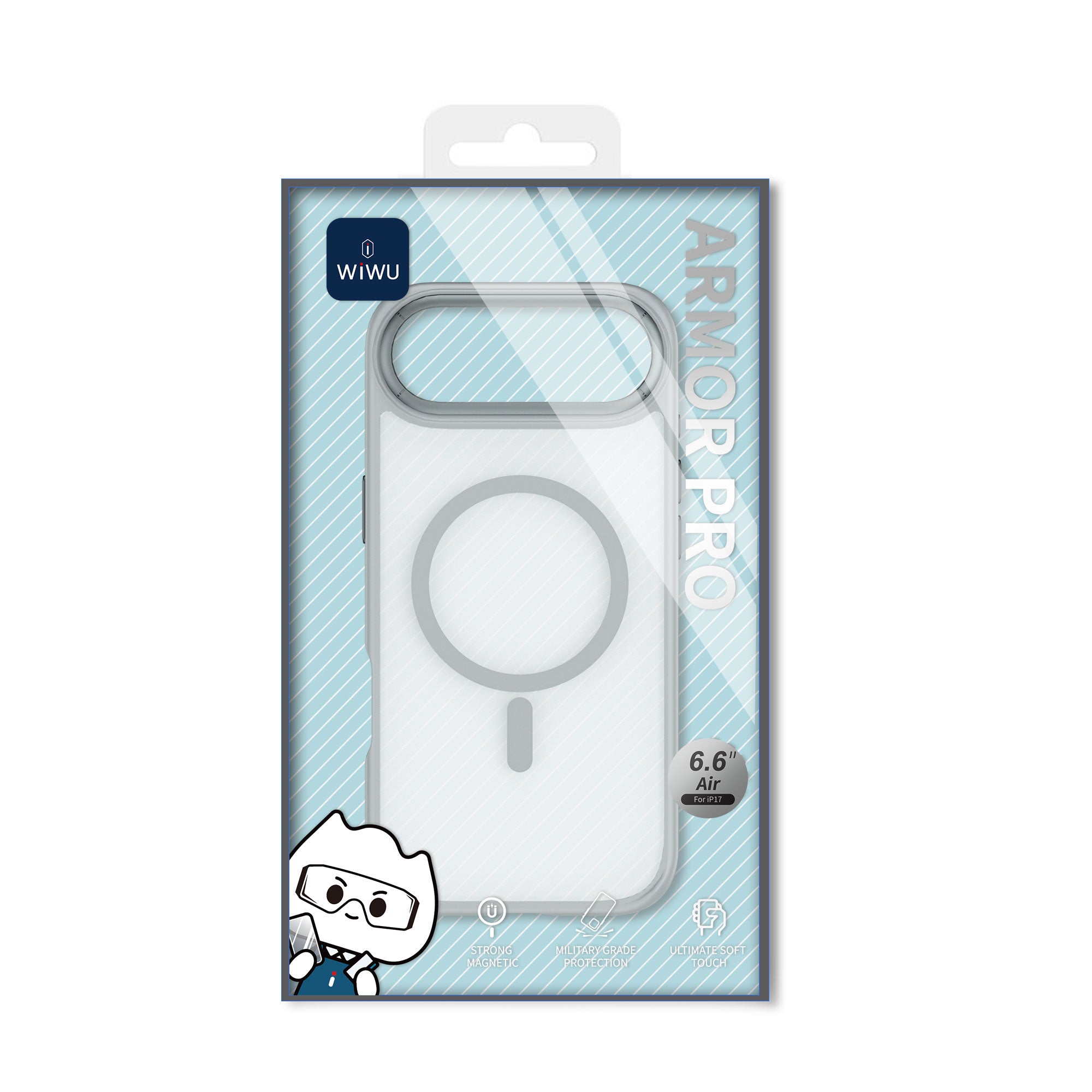 WiWU FGG-012 Armor Magnetic Case Soft Touch with Metal Buttons and Camera Ring for IP17 Series