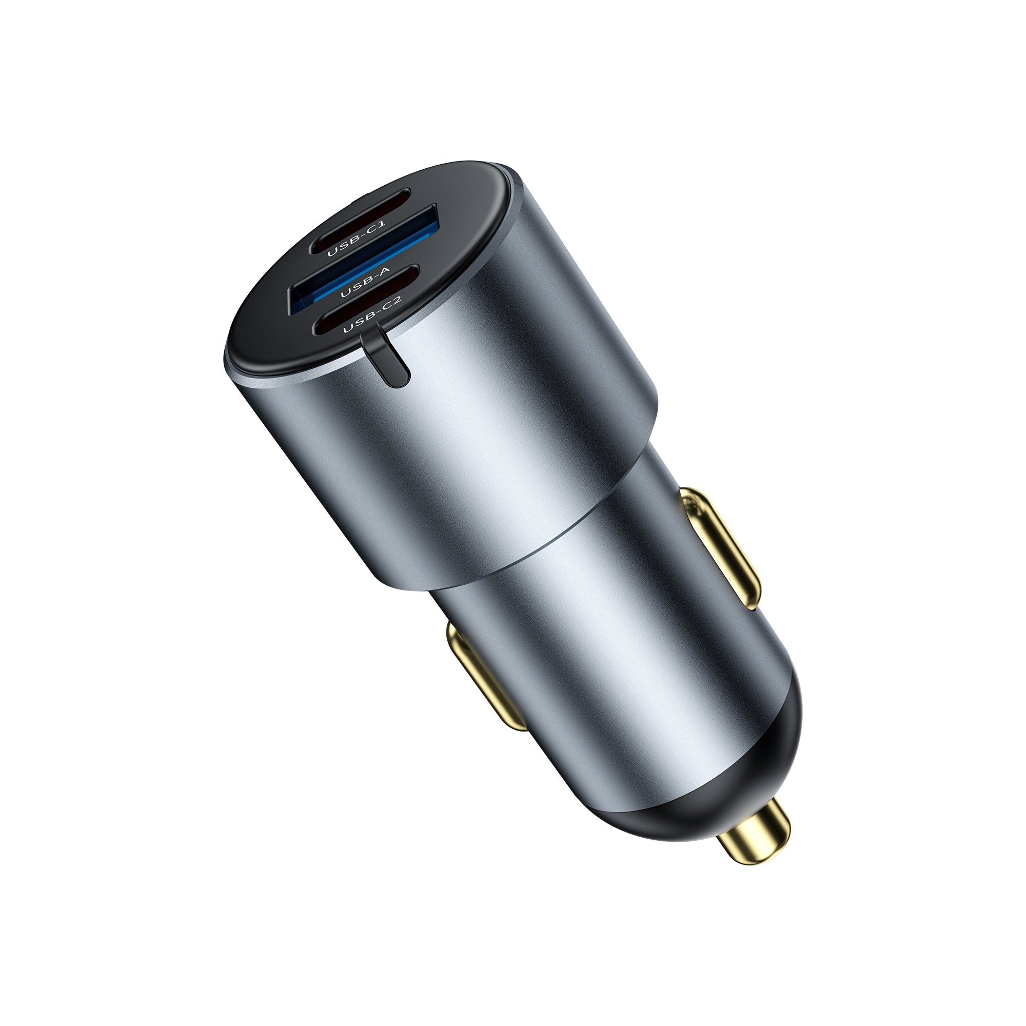 WiWU Wi‑CC032 Nano Pro 60W Dual USB‑C plus USB‑A Car Charger PD Fast Charging Aluminum Alloy