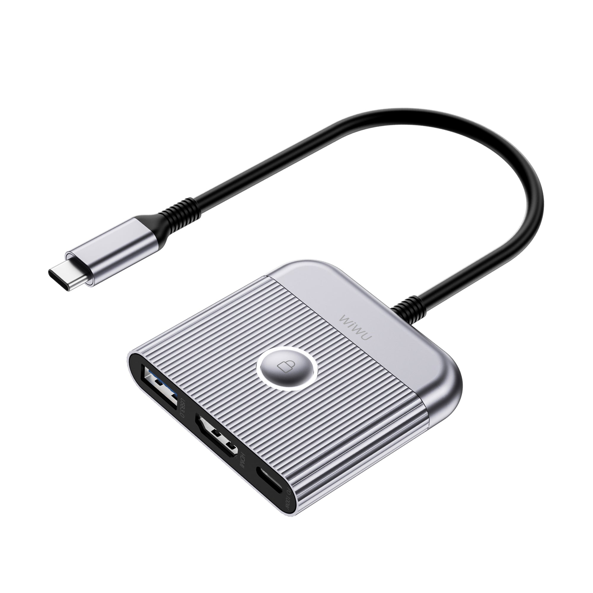 WiWU 3 in 1 Type C hub Laptop Adatpter Wi-HB002 with USB 3.0 USB C HDMI Notebook docking station with screen lock function