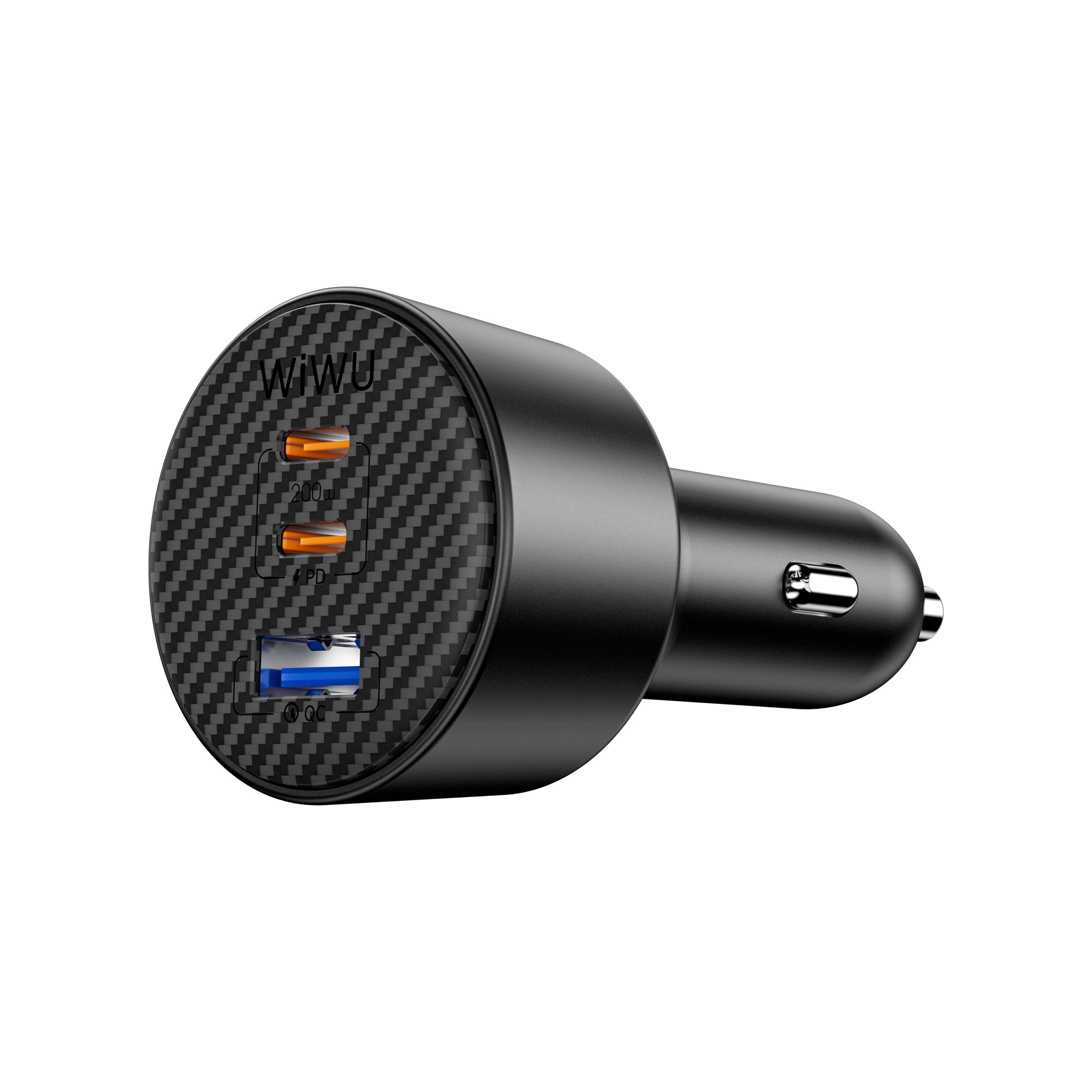 WiWU Wi-CC026 200W Triple‑Port Car Charger USB‑C PD PPS Metal Body Smart Safety Power Adapter