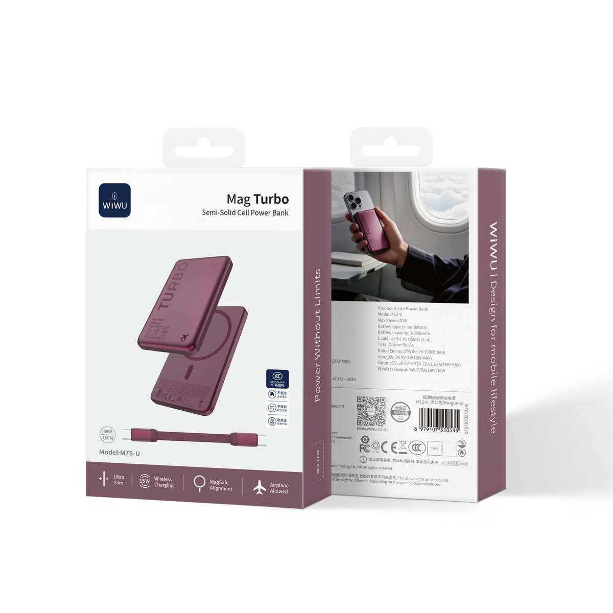 WiWU M7S-U 5000mAh 22.5W Magnetic Wireless Power Bank