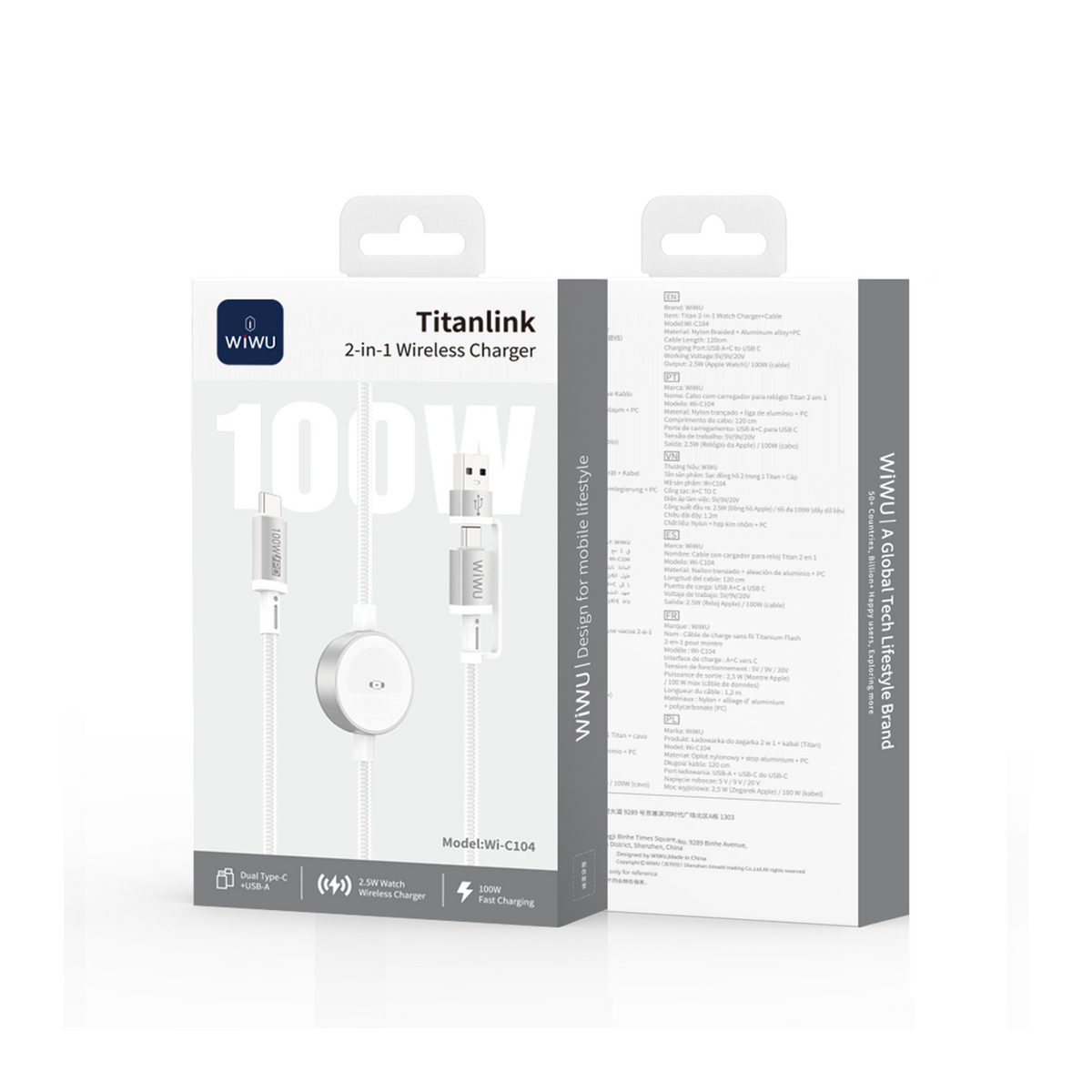 WiWU TitanLink 2-in-1 Apple Watch Charging Cable | Wi-C104 / Wi-C105