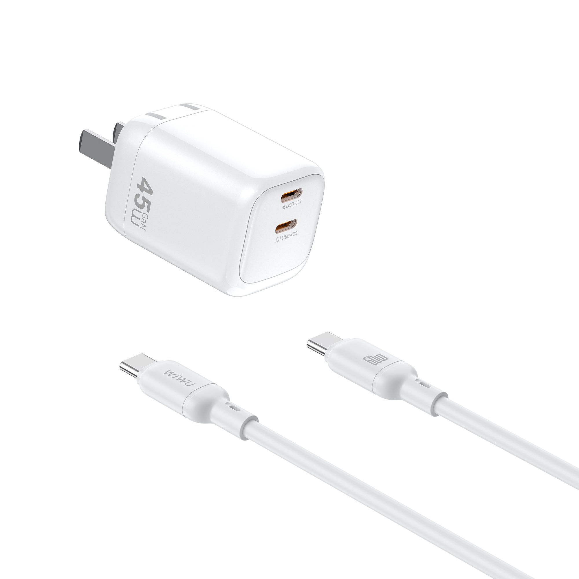 WiWU Cube 45W 2C PD Fast Charge Travel Adapter Combo Wi-G025