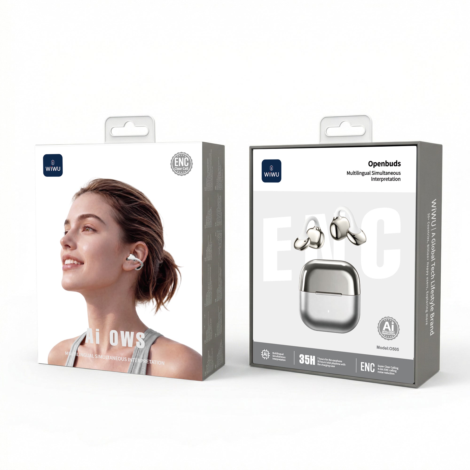 WiWU O505 AI Open-Ear True Wireless Earbuds with Real-Time Translation & Smart AI Features