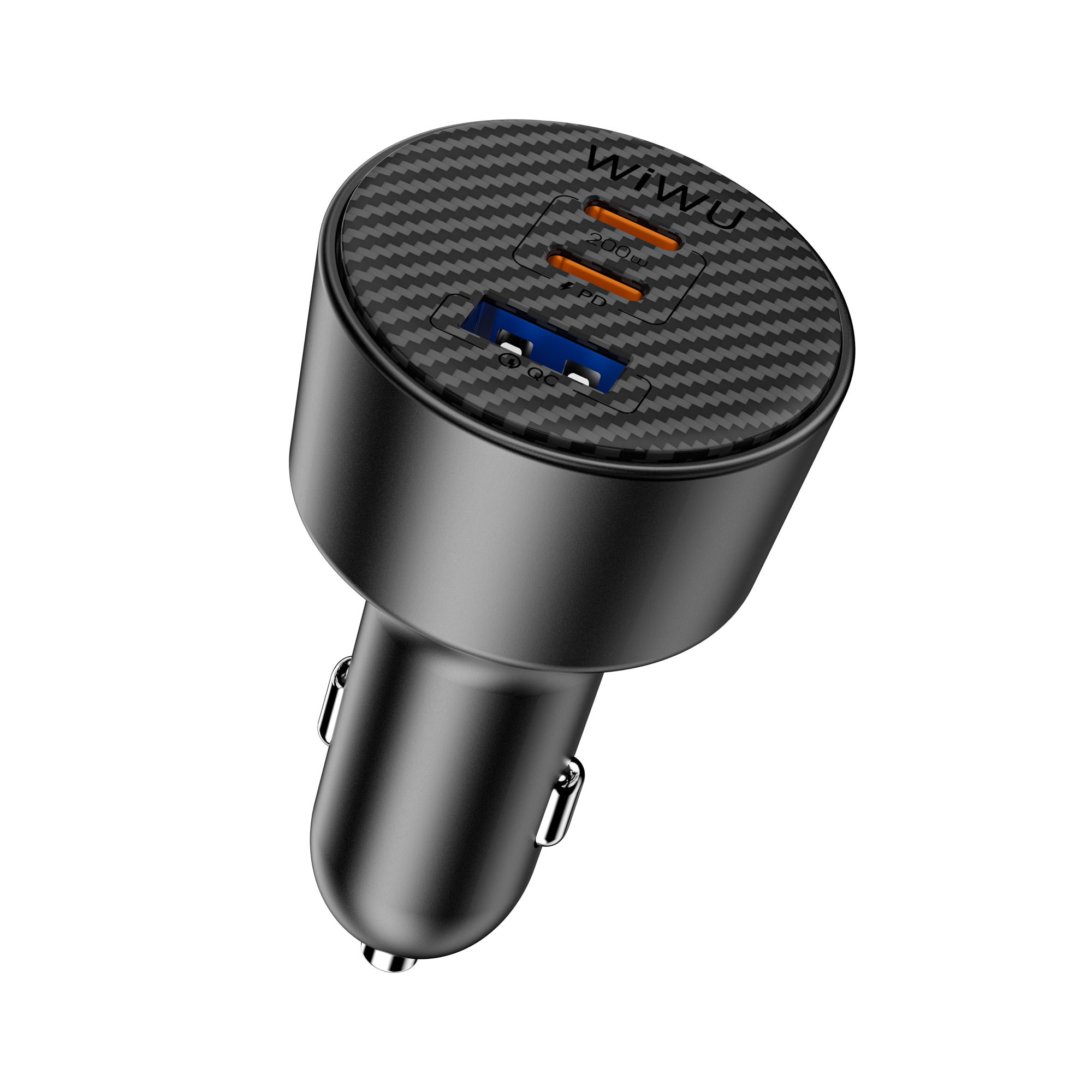 WiWU Wi-CC026 200W Triple‑Port Car Charger USB‑C PD PPS Metal Body Smart Safety Power Adapter