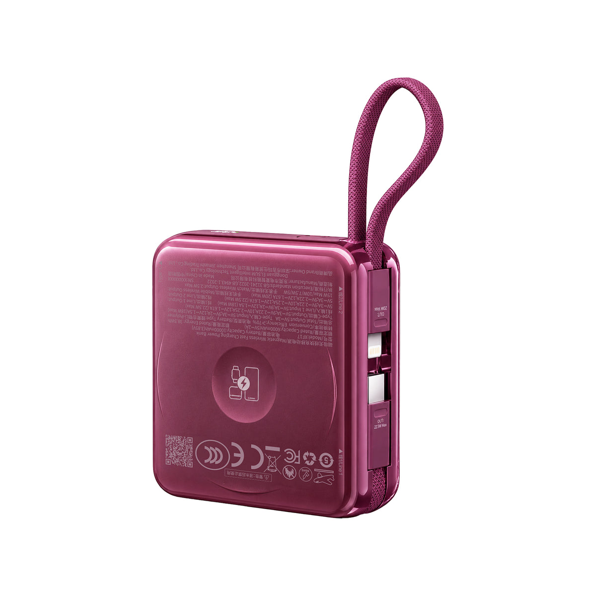 WiWU XF17 3-in-1 Magnetic Wireless Power Bank with Built-in Cable 10000mAh