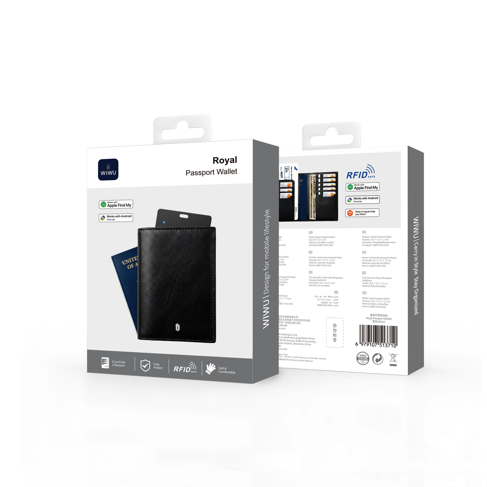WiWU Royal Passport Wallet FM RFID Travel Wallet with Find My Card Slot