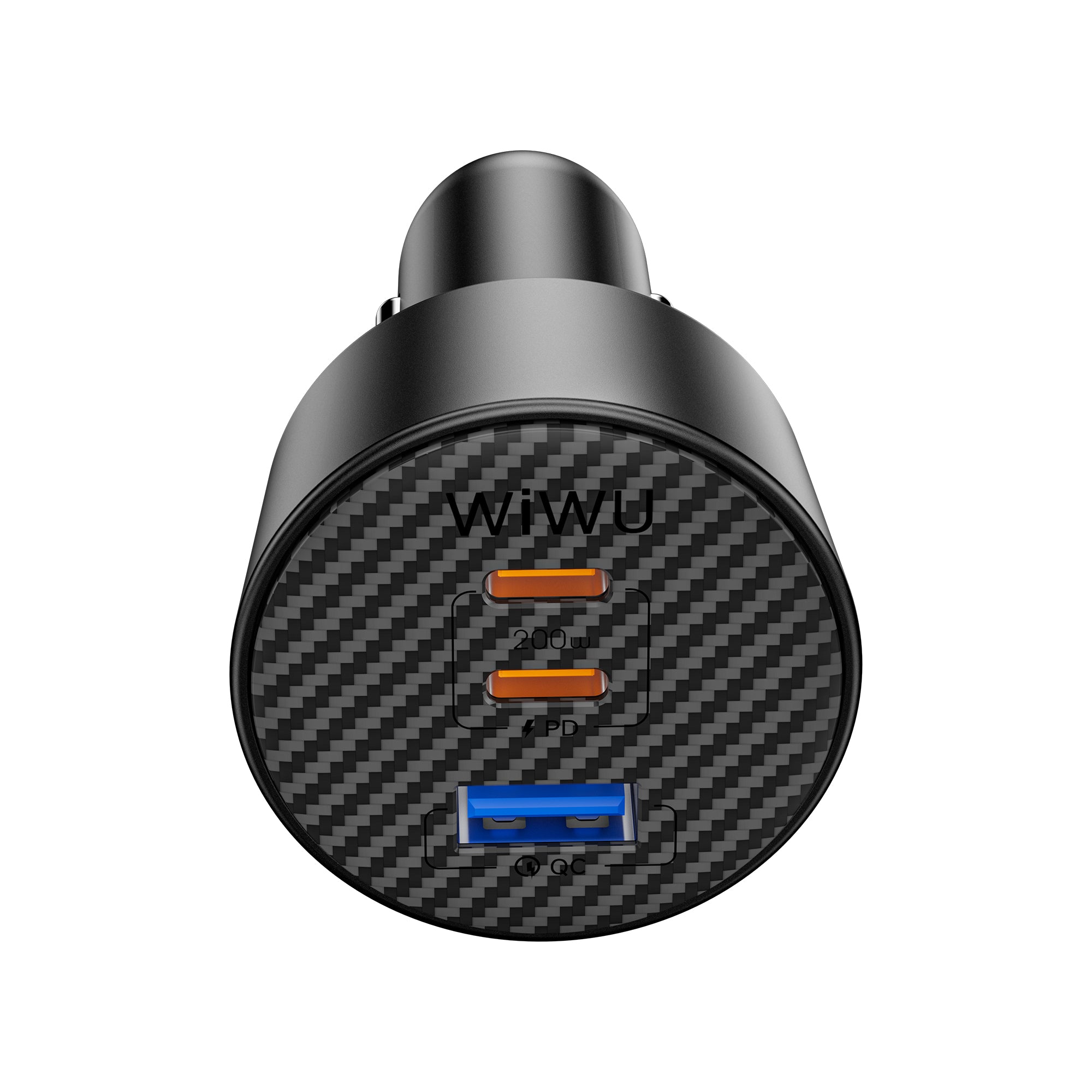 WiWU Wi-CC026 200W Triple‑Port Car Charger USB‑C PD PPS Metal Body Smart Safety Power Adapter