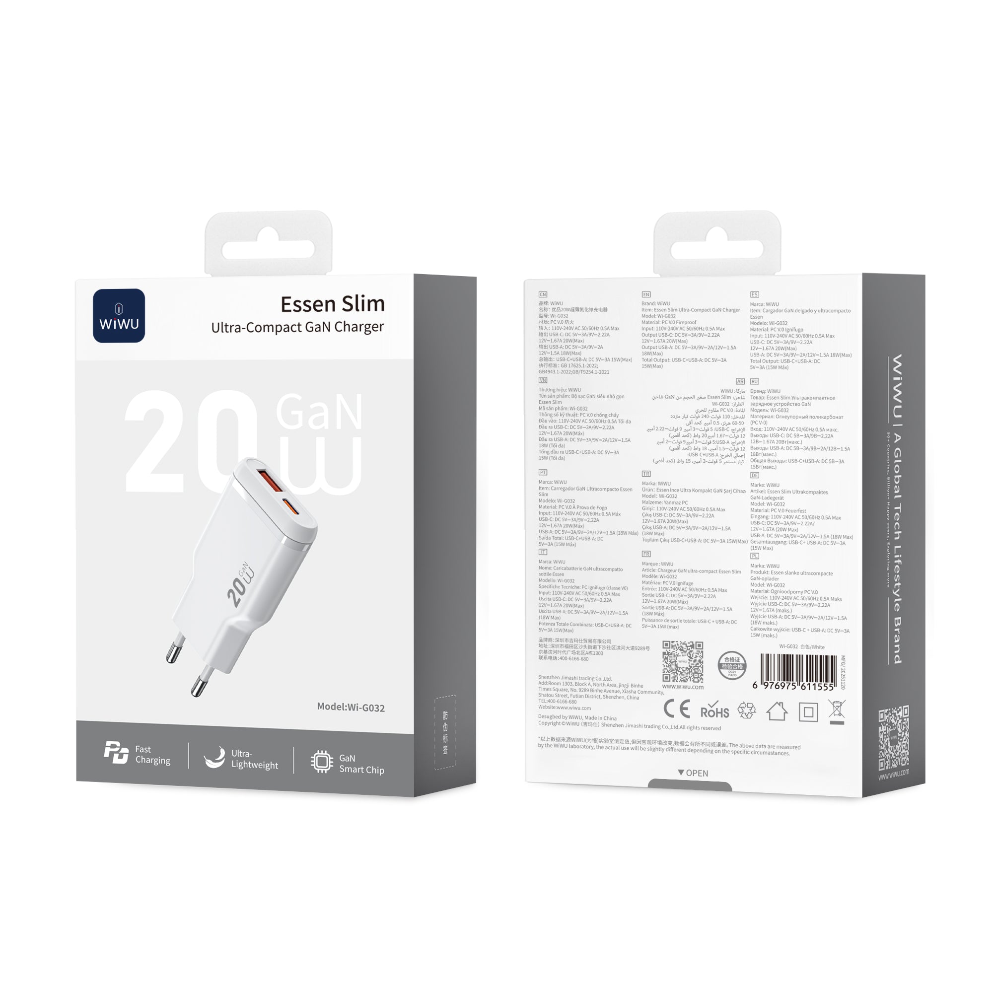 WiWU 20W Essen Slim Ultra-Compact GaN Charger Wi-G032