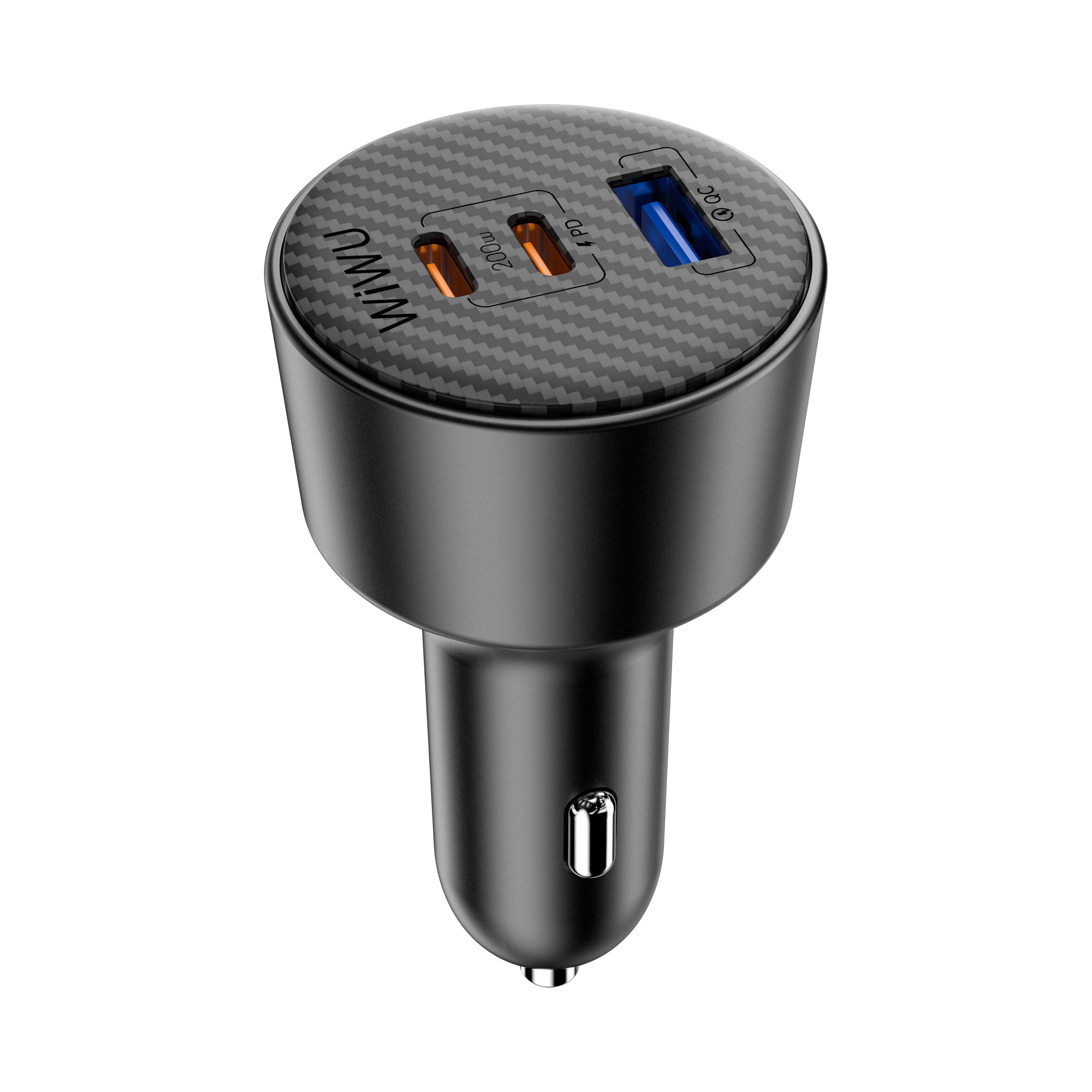 WiWU Wi-CC026 200W Triple‑Port Car Charger USB‑C PD PPS Metal Body Smart Safety Power Adapter