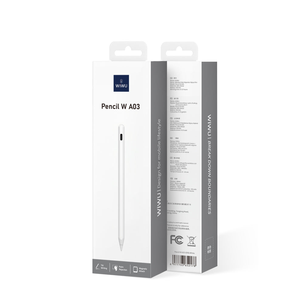 WiWU Tilt Palm Rejection Pencil for iPad with Replacement Nib Pencil W A03